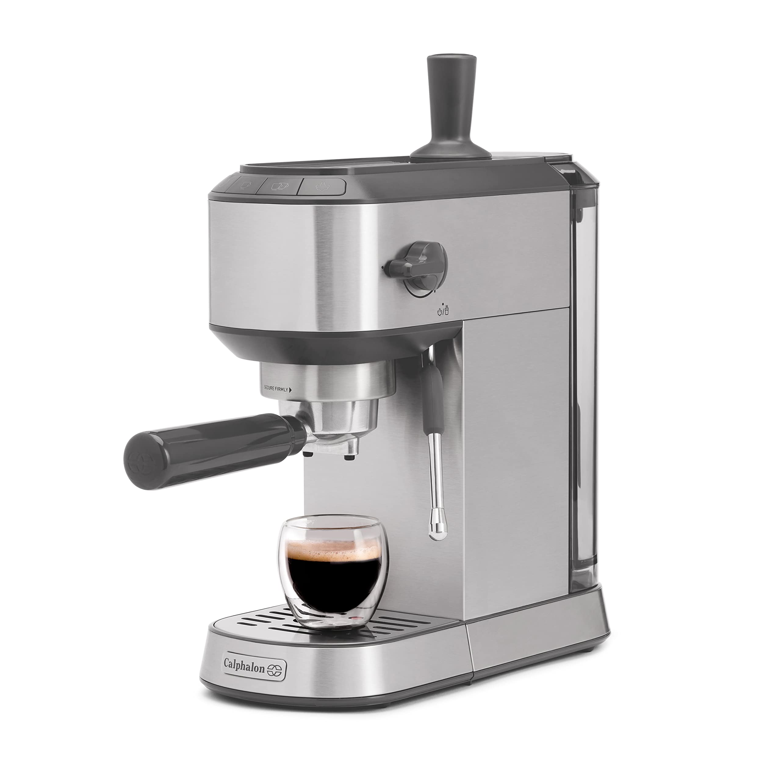 Calphalon Compact Espresso Machine, Home Espresso Machine With Milk Frother, Stainless Steel