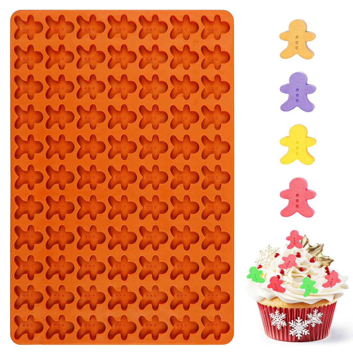 Kamehame Gingerbread Man Silicone Mold, 77 Cavity Gingerbread Gummy Mold, Silicone Gingerbread Candy Mold, Christmas Gingerbread