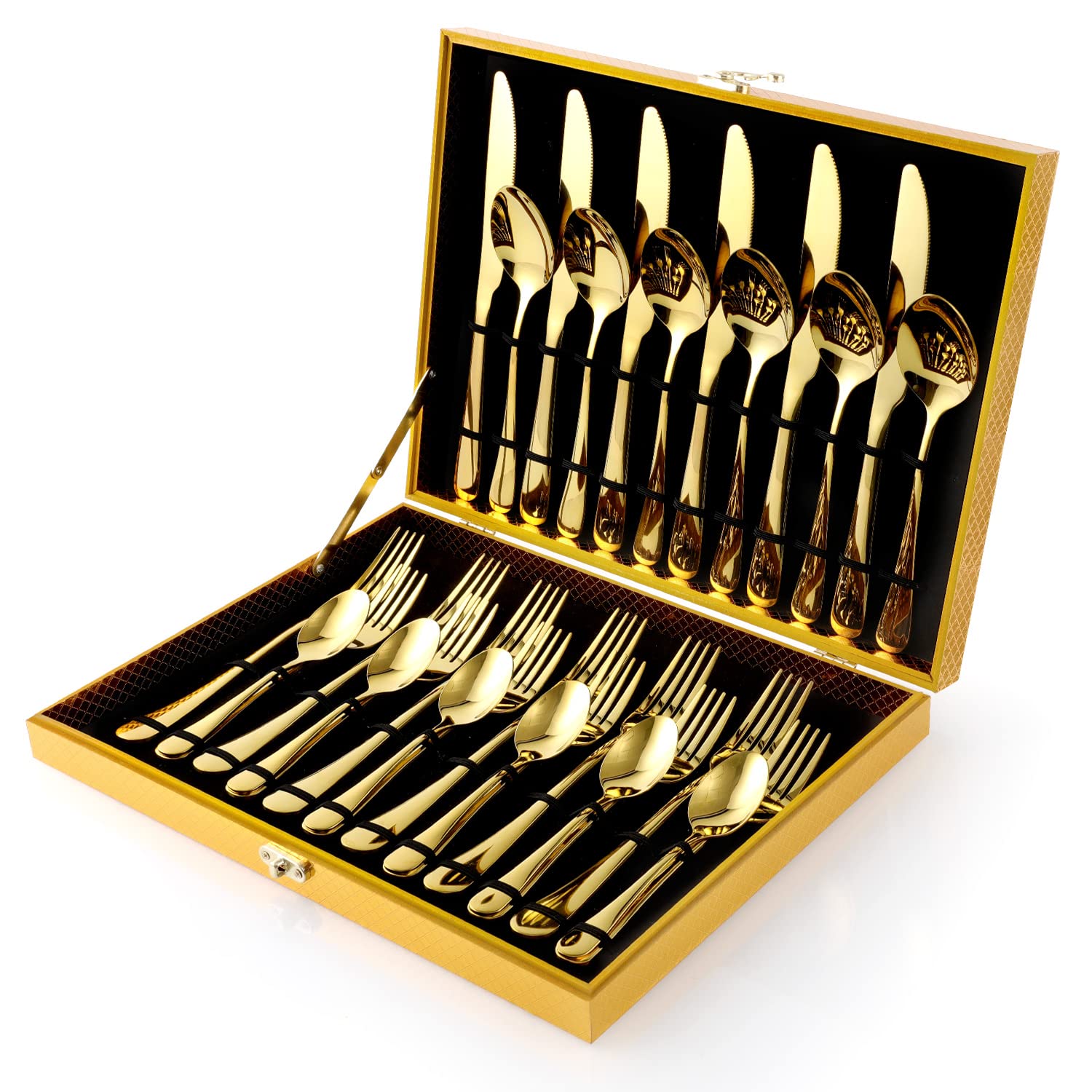 Gold Silverware Set, Ogori 30-Piece Gold Forged Stainless Steel Flatware Set, Service Of 6