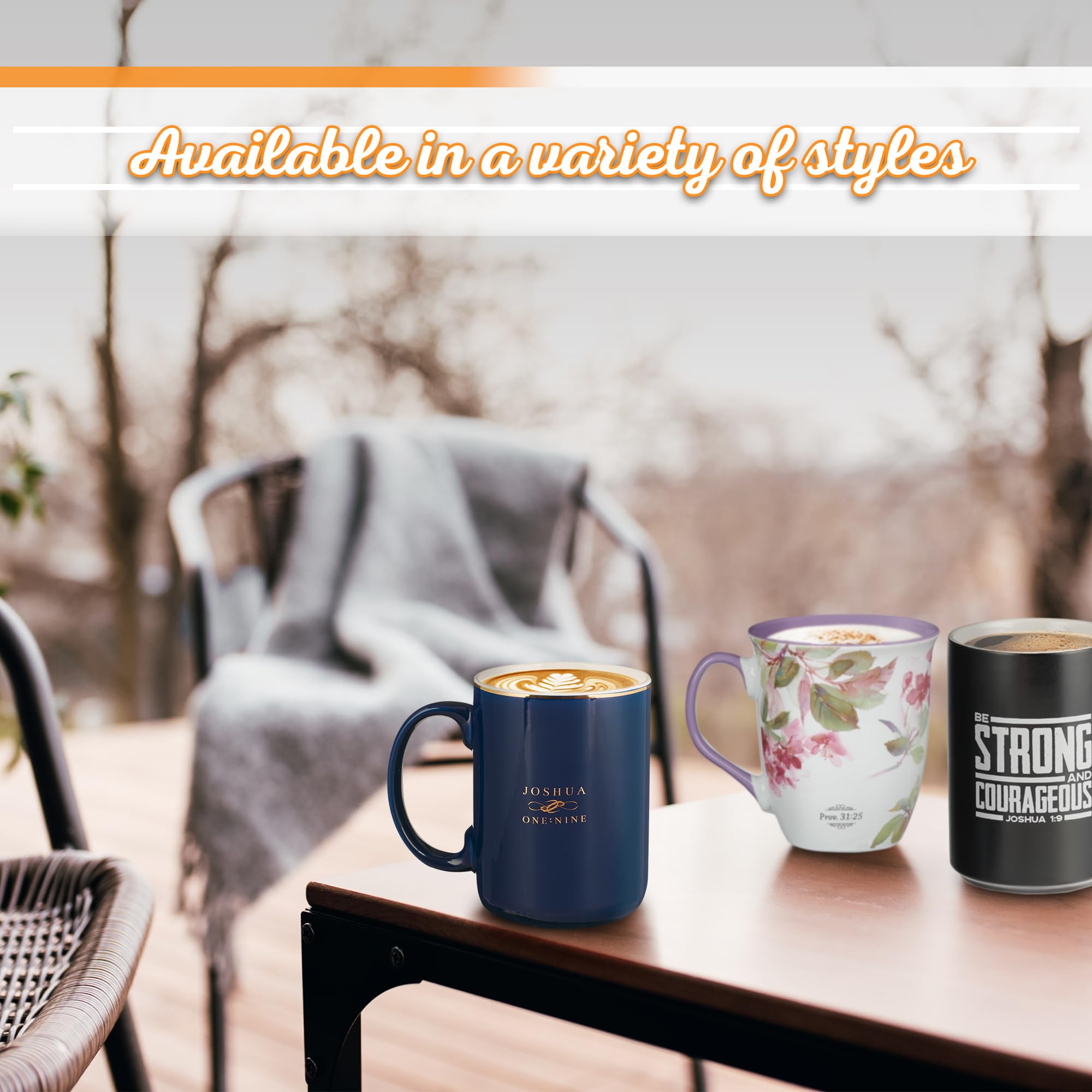 Christian Art Gifts Large Coffee & Tea Inspirational Scripture Mug for Men: Strong & Courageous - Encouraging Bible Verse Drinkw