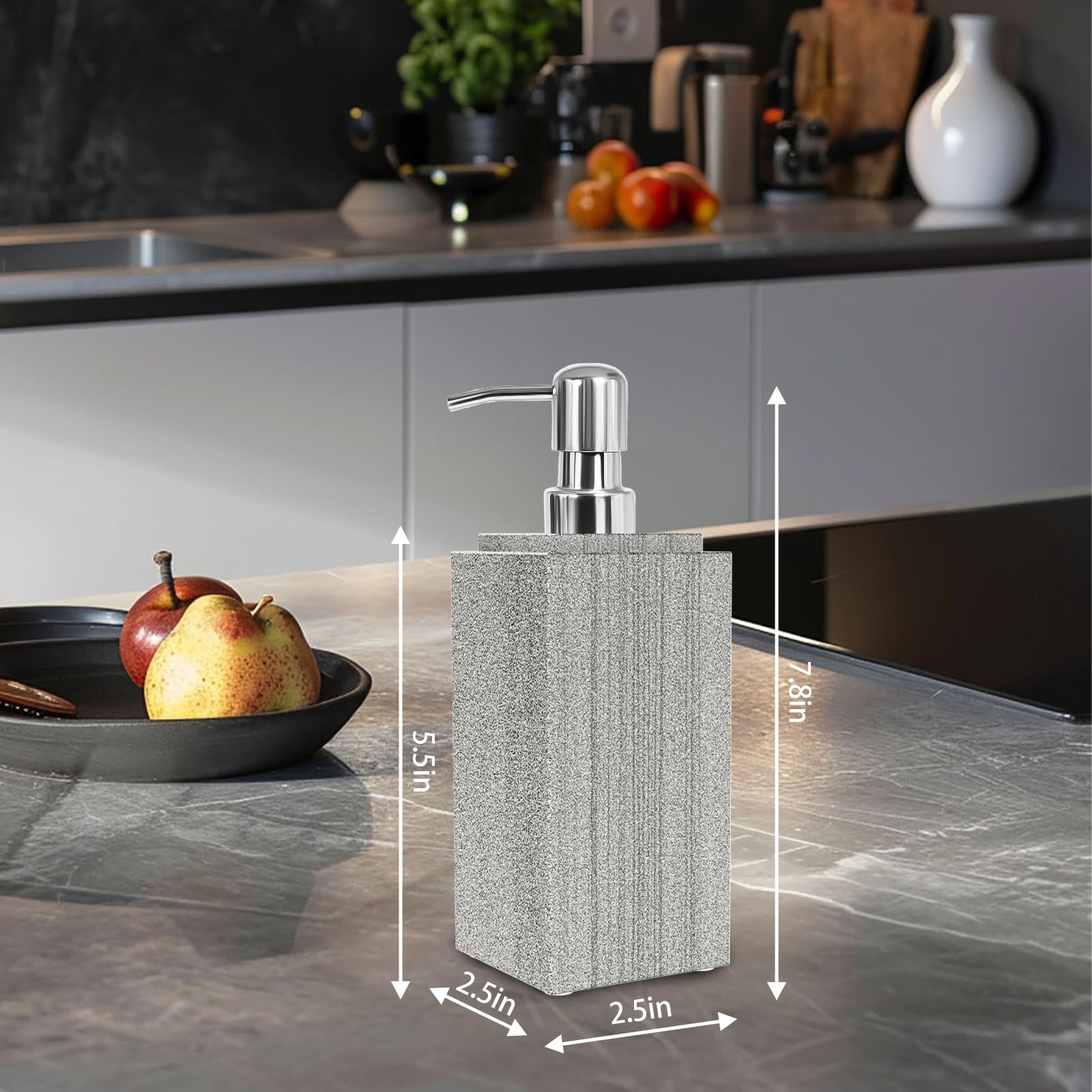 Marble Soap Dispenser For Bathroom, Natural Marble Hand Liquid&Lotion Soap Dispenser Pump Bottle For Kitchen Bathroom Countertop