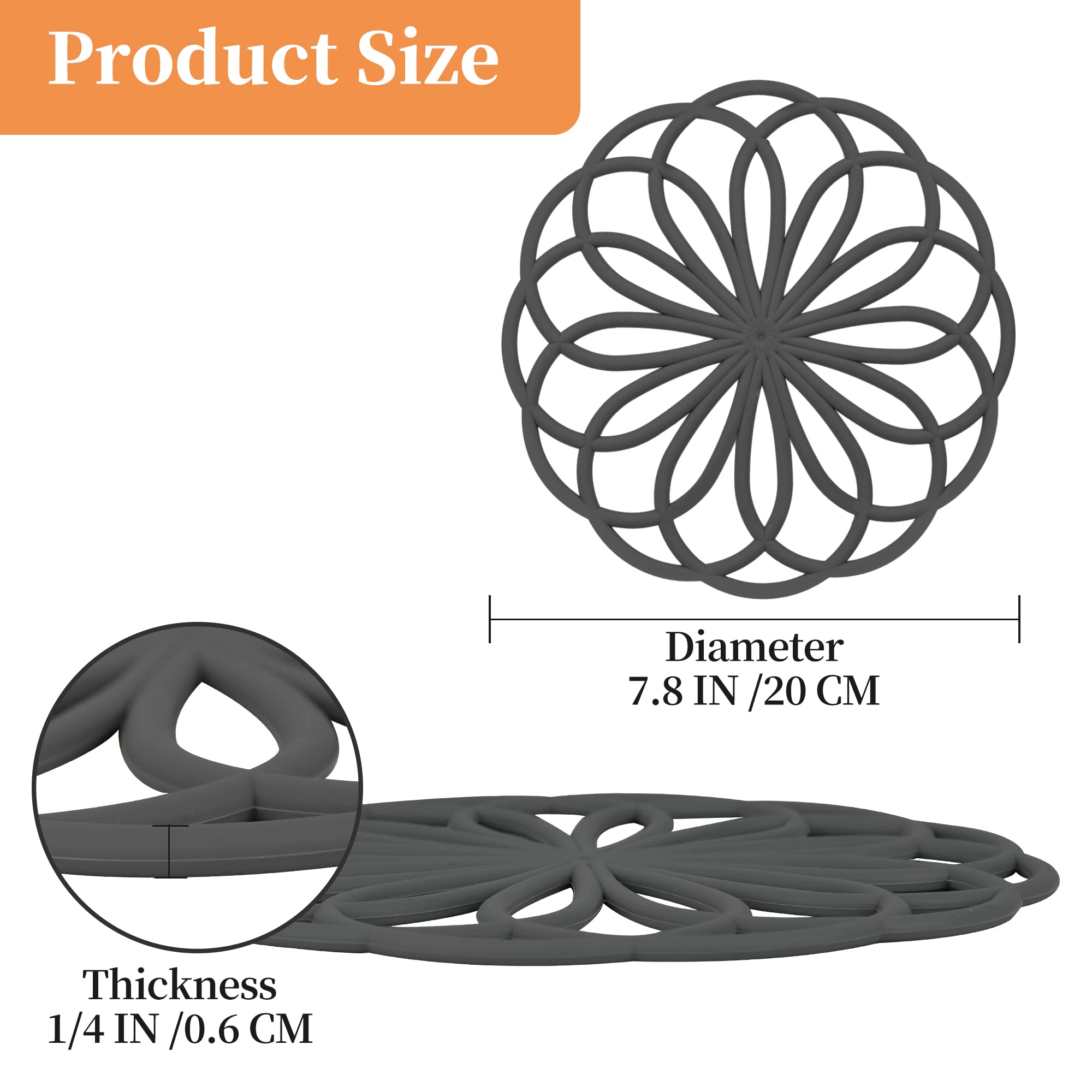 Kalsreui Trivets For Hot Dishes, Silicone Trivet Hot Pads For Kitchen Counter, Intricately Carved Silicone Trivets For Hot Pots