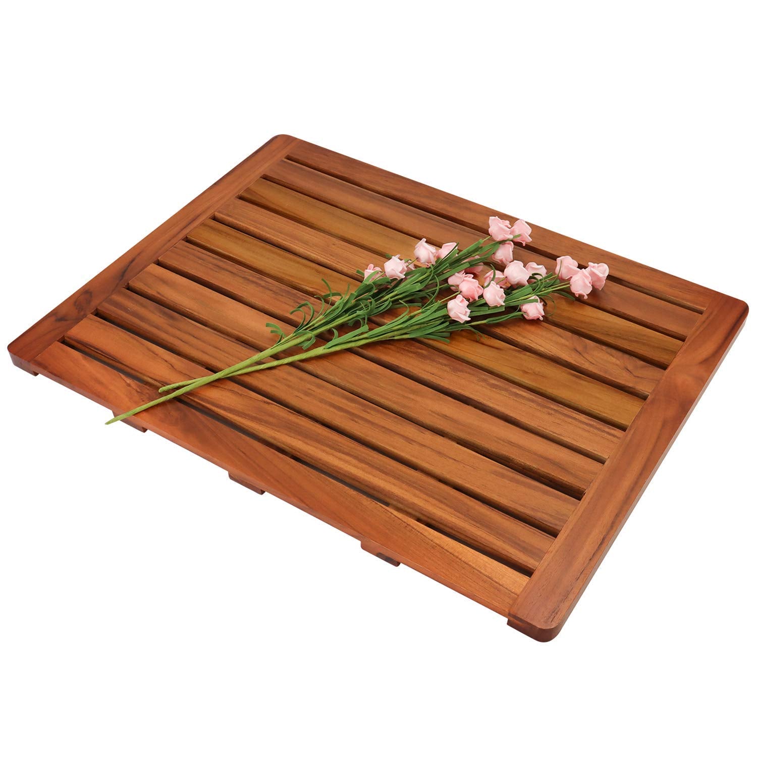 Utoplike (24''X18'') Teak Wood Bath Mat, Shower Mat For Bathroom, Wooden Floor Mat Square Large For Spa Home Or Outdoor