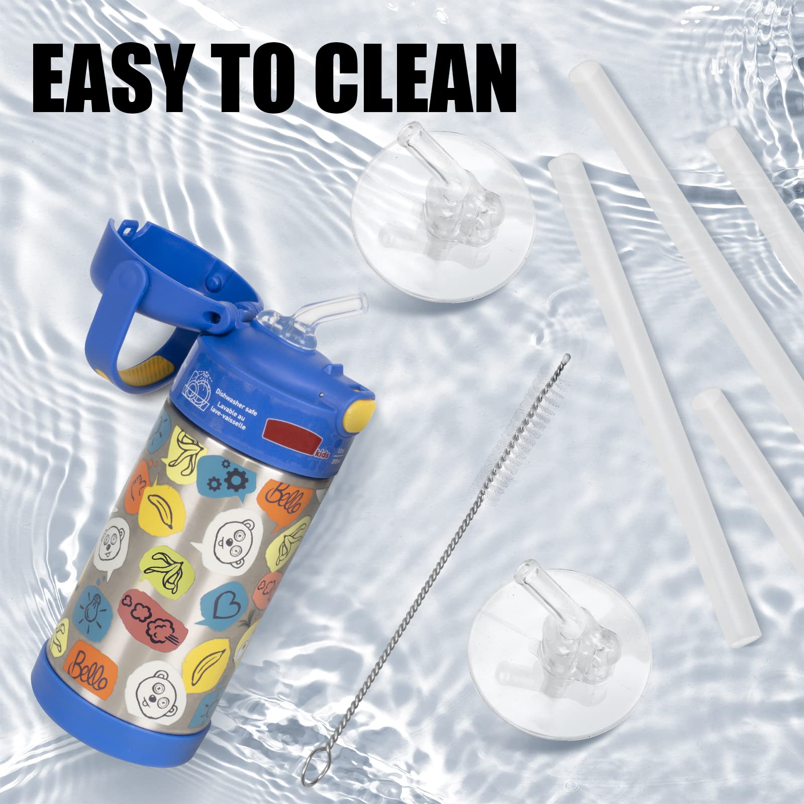 Greant 6 Pcs Replacement Straws Compatible With Thermos 12Oz (Model F401 & F410), Replacement Part Compatible With Thermos 12 Oz