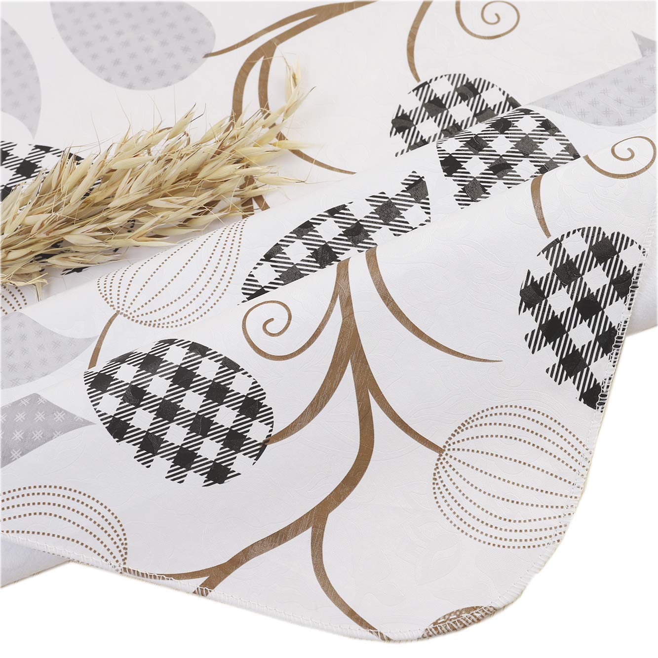 Heavy Duty Vinyl Tablecloth With Flannel Backing Waterproof Oil-Proof Pvc Table Cloth Stain-Resistant Wipeable Rectangle Or Squa