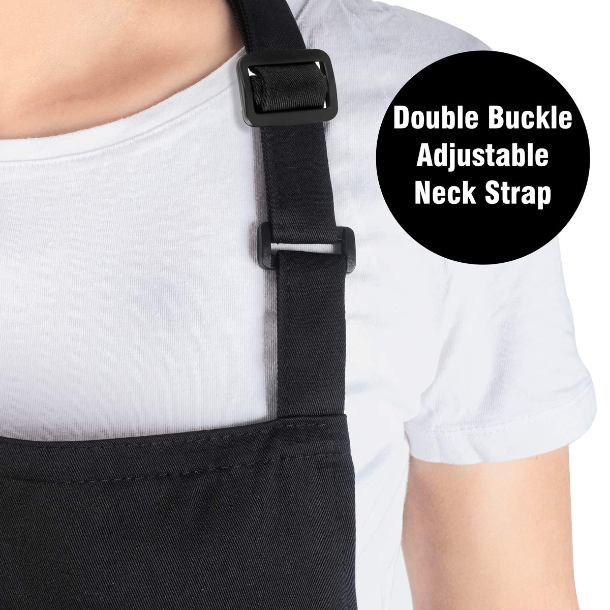 Xornis 4 Pack Bib Aprons With 2 Pockets Kitchen Apron Cooking Chef, Black