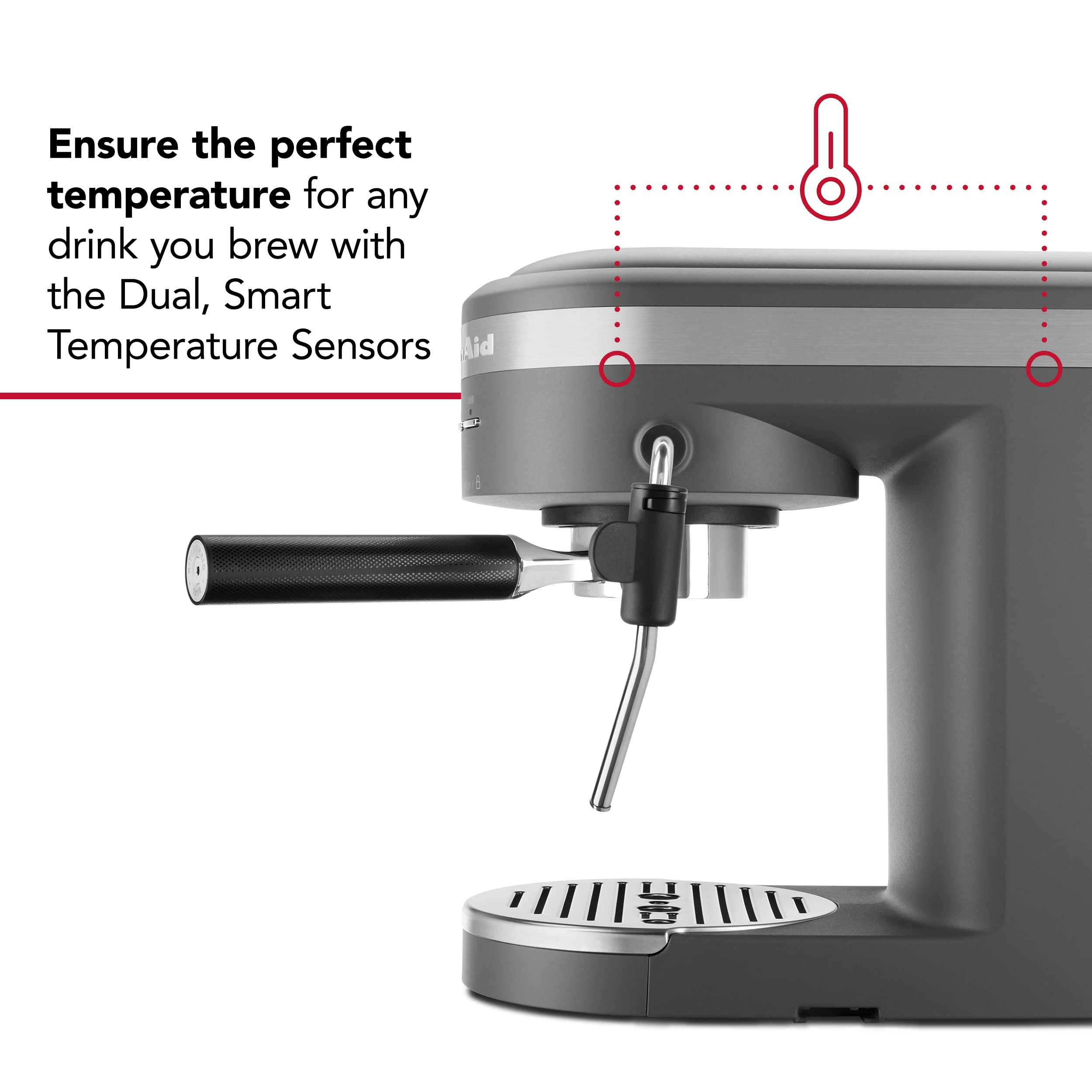 Kitchenaid Semi-Automatic Espresso Machine Kes6403, Matte Charcoal Grey, 1.4 Liters