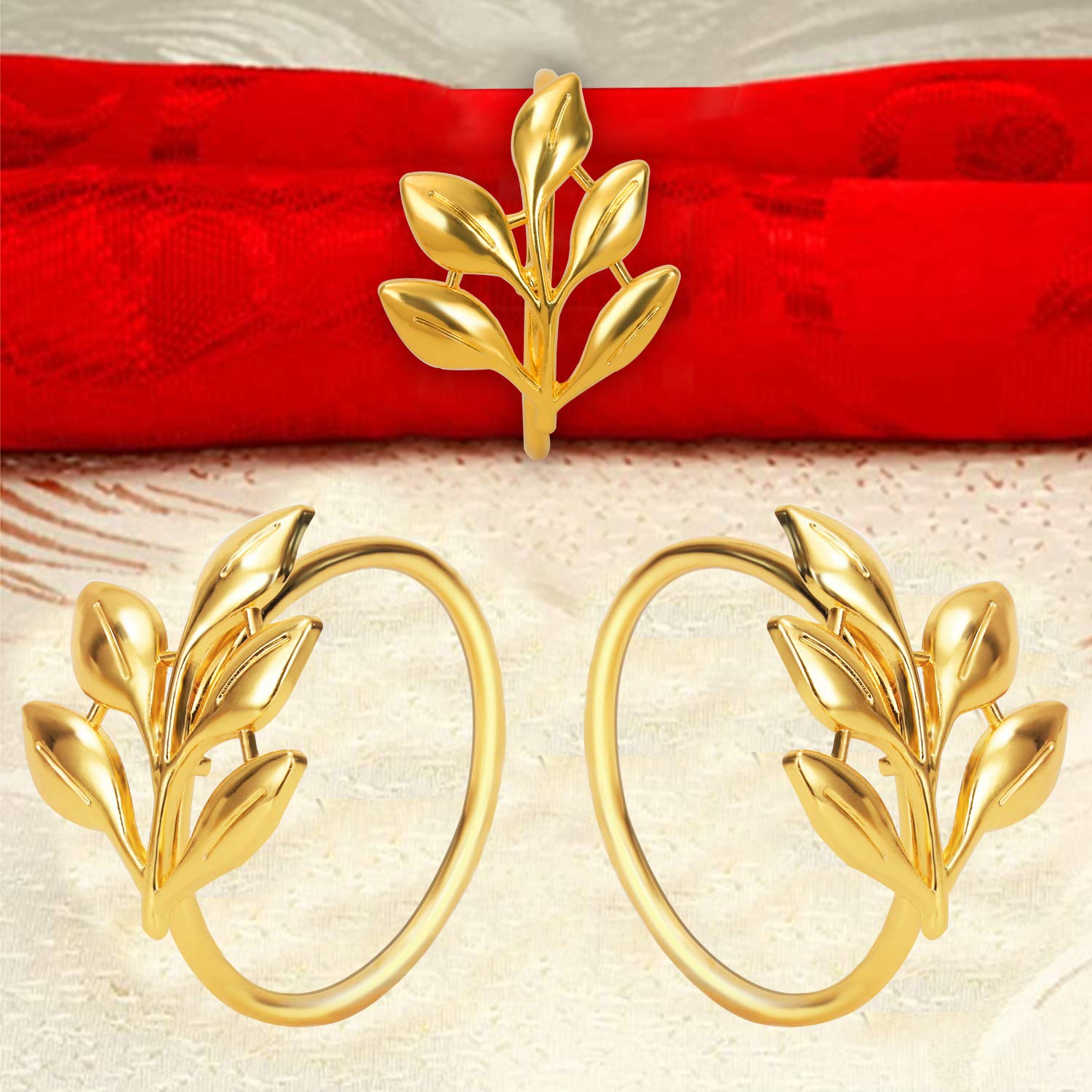 Kposiya Set Of 20 Leaf Napkin Rings Metal Gold Napkin Holder Table Napkin Rings For Dinning Table Parties Everyday (Ye Zi-Gold 2