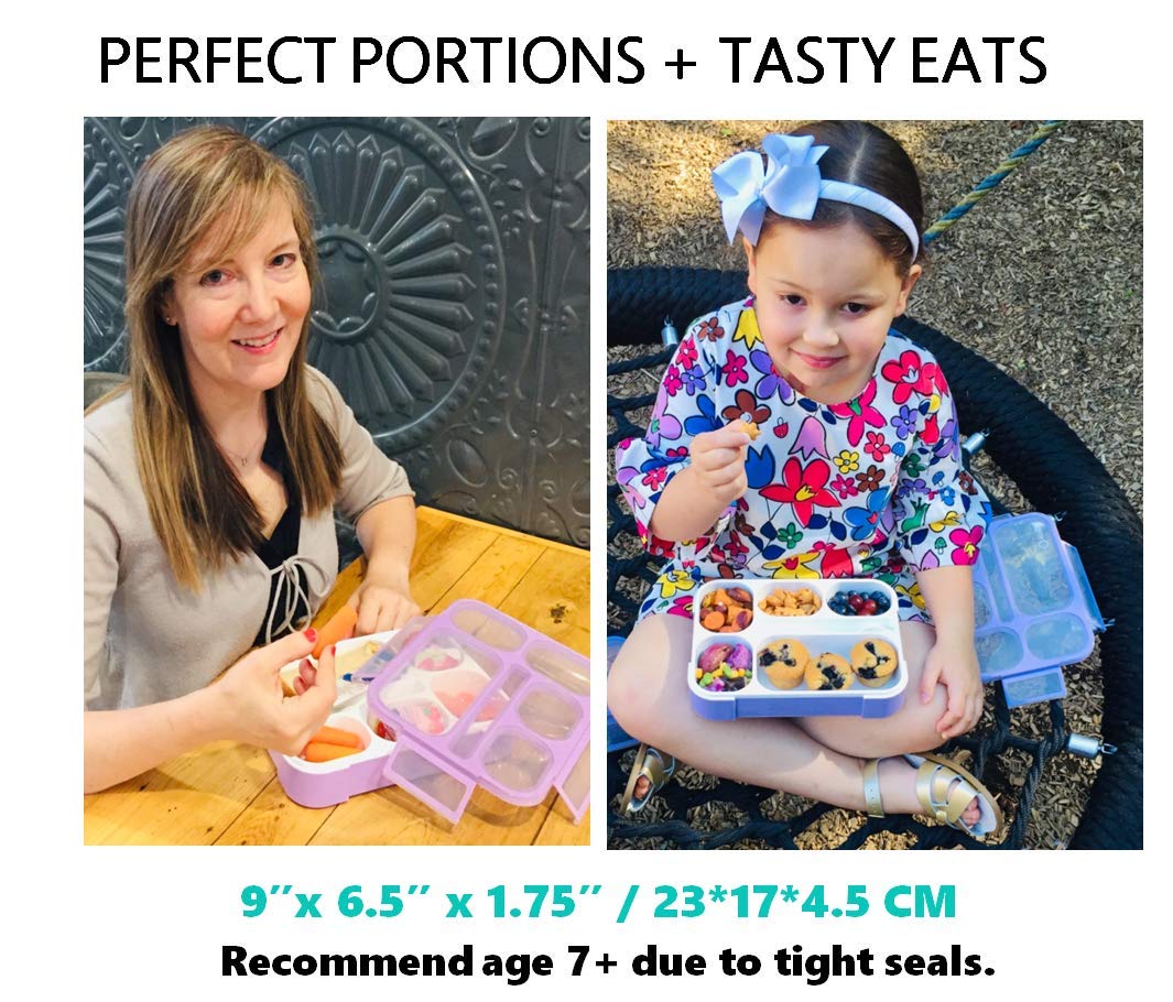Kinsho Bento Box For Kids Women - 6 Compartment, Leak-Proof Lunchbox For School, Portion Control & Meal Prep Containers, Reusabl