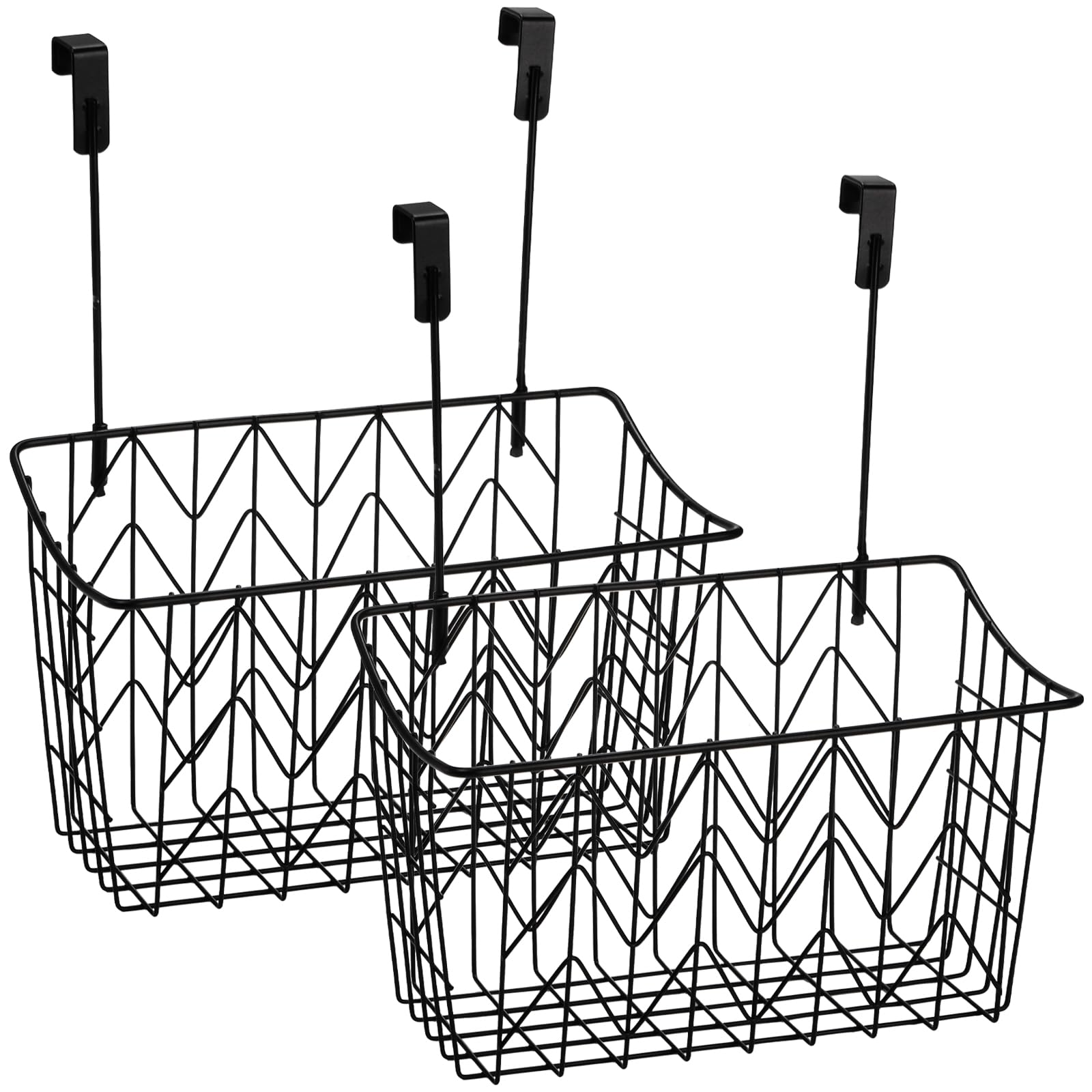 Avla 2 Pack Over The Cabinet Door Organizer, Grid Storage Baskets With Hooks, Metal Wall Hanging Basket Holder Rack, Wire Kitche