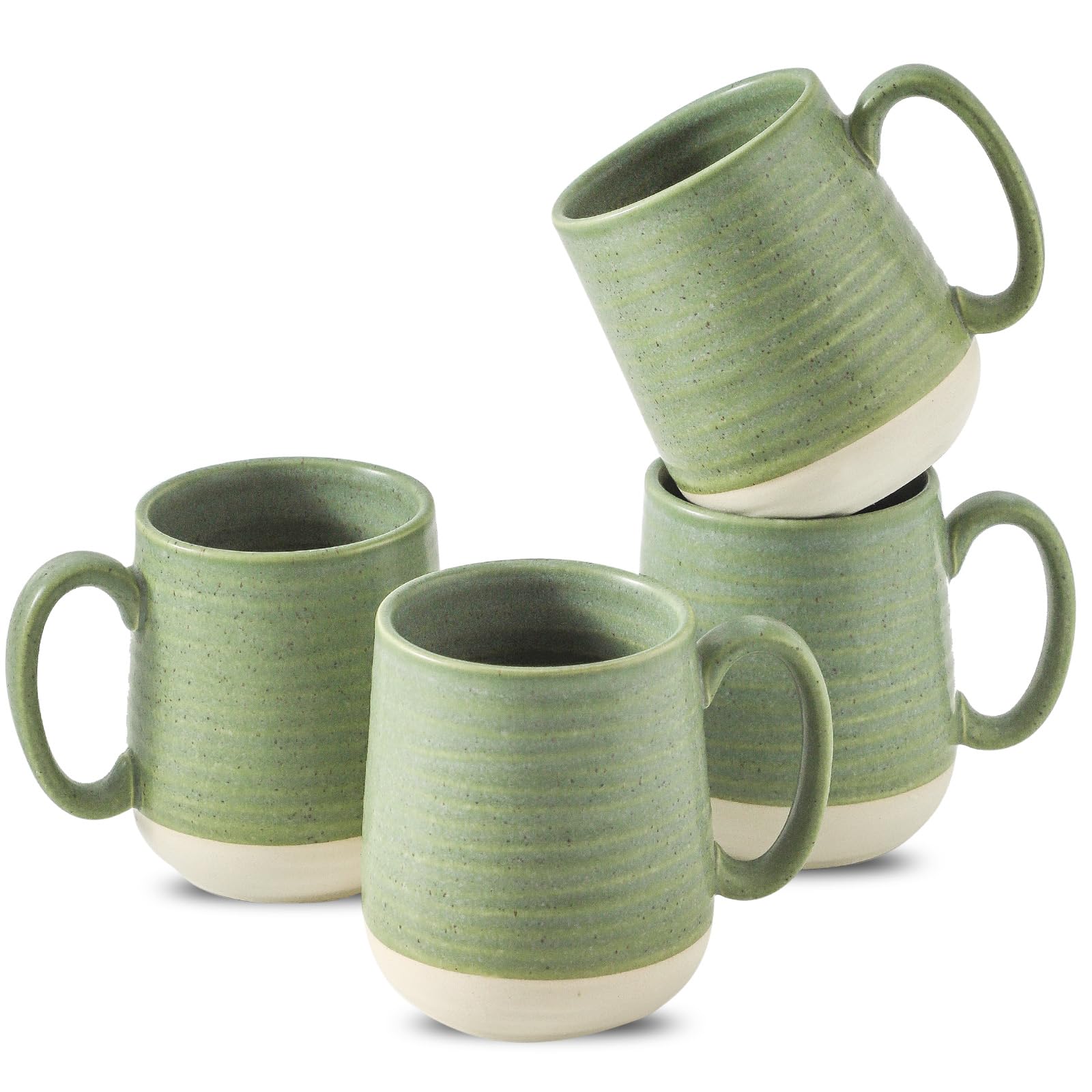 Hasense Porcelain Coffee Mugs Set of 4, 15 Oz Large Coffee Cups, Latte Cup with Handle, Tea Mugs for Men and Women, Modern Coffe