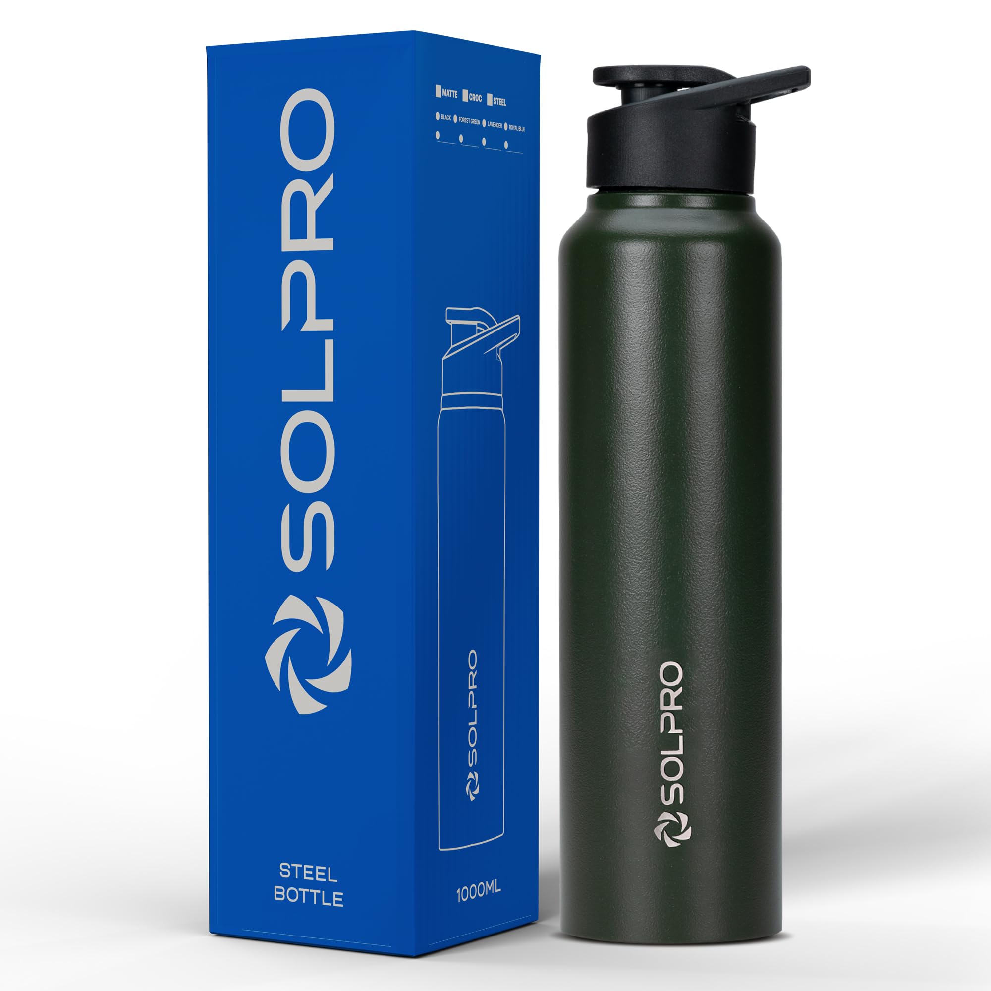 Solpro Alpha 1000Ml Stainless Steel Bottle For Office,School,College,Travel,Gym,Yoga,Camping,Sports & Outdoor For Men,Women,Athl