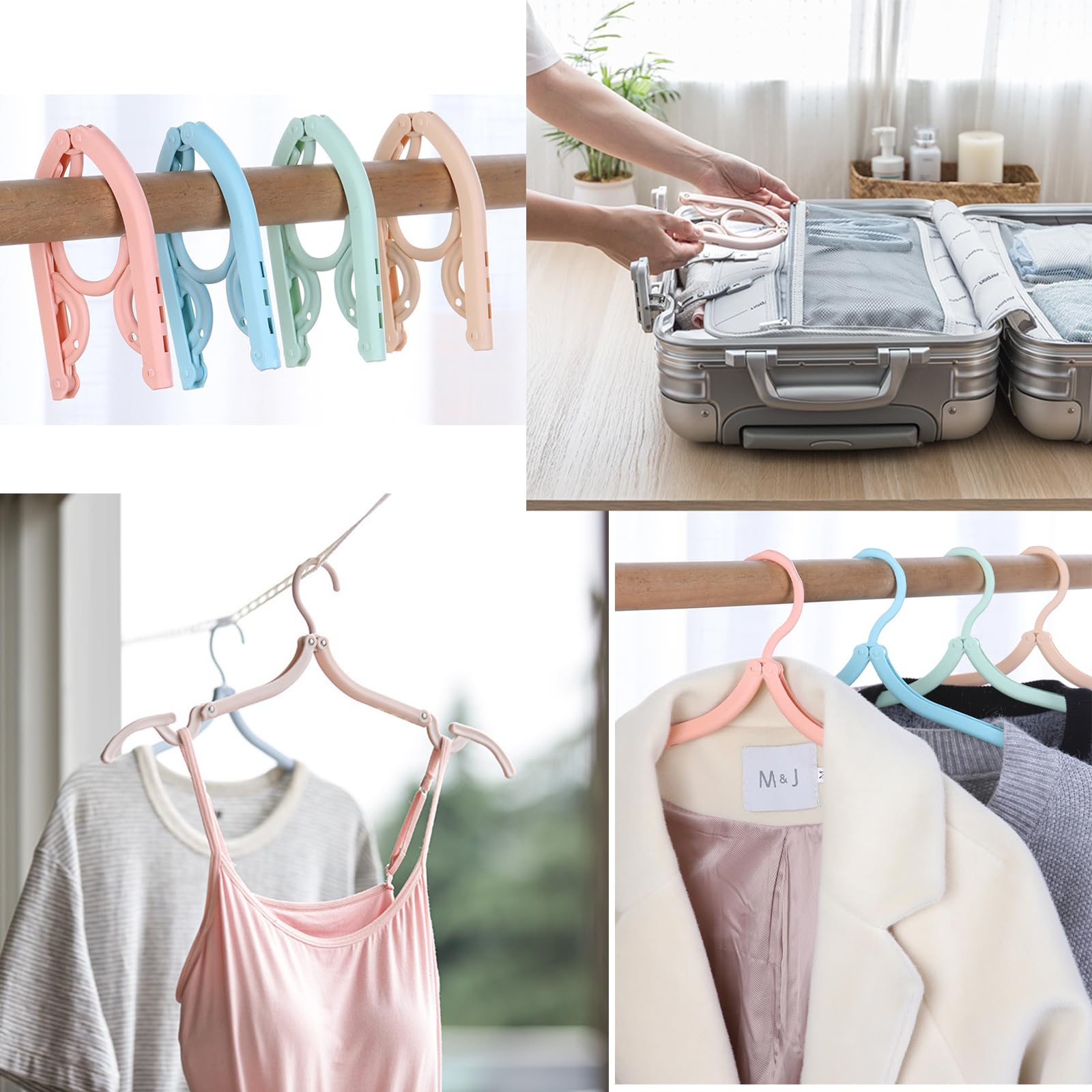 Myldh 12Pcs Travel Hangers Foldable Portable Plastic Hangers Folding Clothes Hangers Space Saving Clothes Hangers For Business T