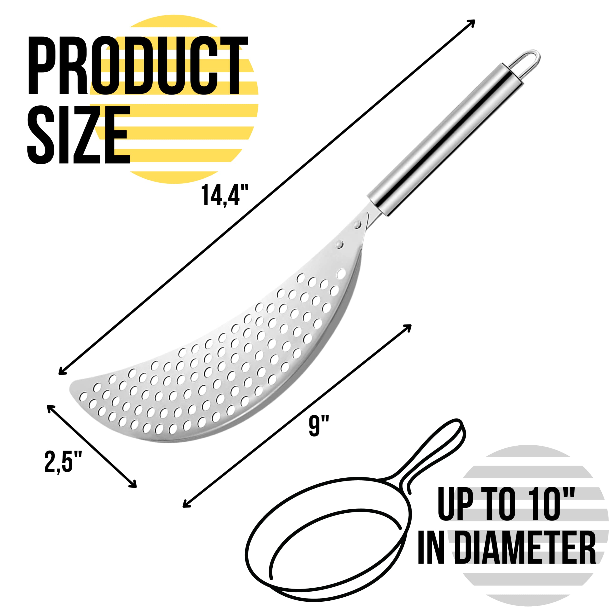 Held Crescent Drainer Pan Pot Strainer With Handle Stainless Steel Hand For Spaghetti Fry Noodles Fruit Vegetable Pasta Strainer