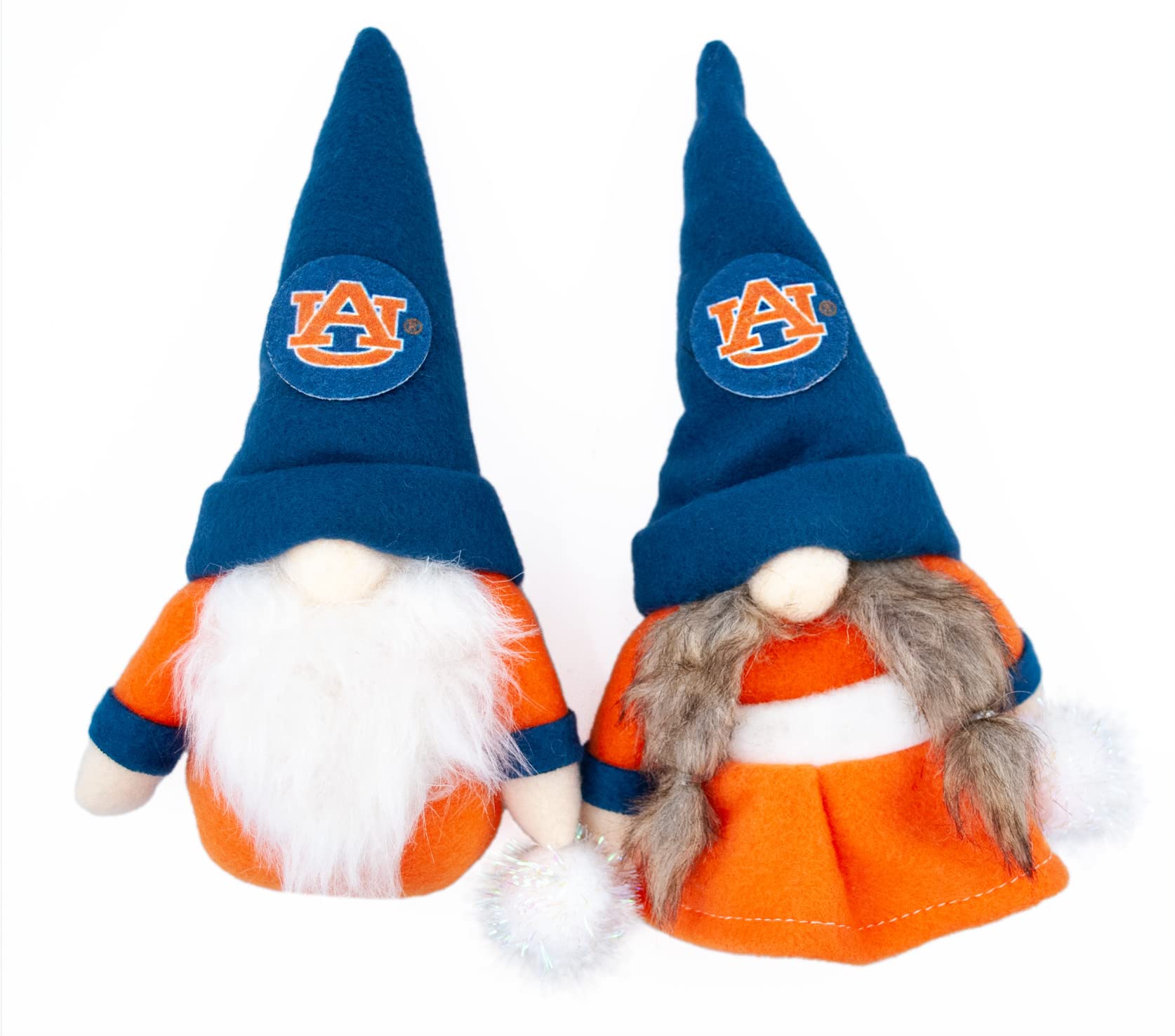 Auburn University Tigers Set of 2 Plush Gnome Christmas Tree Ornaments by Hannas Handiworks - Fan/Cheerleader Holiday/Dorm Decor