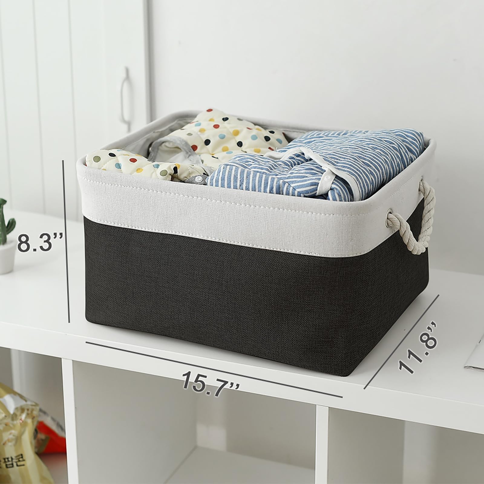 Thewarmhome Storage Basket For Organizing - Large 3 Pack 15.7X11.8X8.3 Inch Collapsible Storage Bin For Shelves With Handles Lau