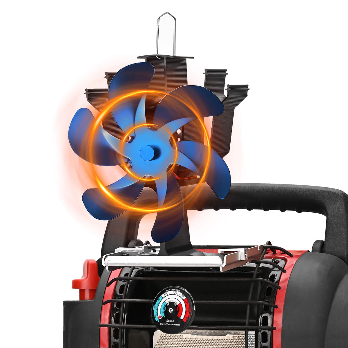 Wood Stove Fan for Buddy Heater,Heat Powered Fireplace Fan with Bracket for Mr Heater Propane Log Burner Wood Burning Stove Acce