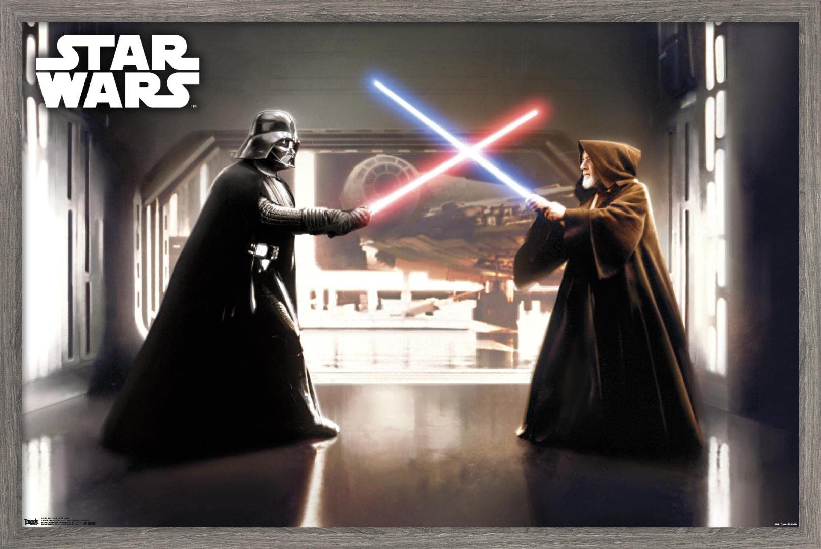 Trends International Star Wars: Saga-First Duel Wall Poster, 22.375 In X 34 In, Barnwood Framed Version