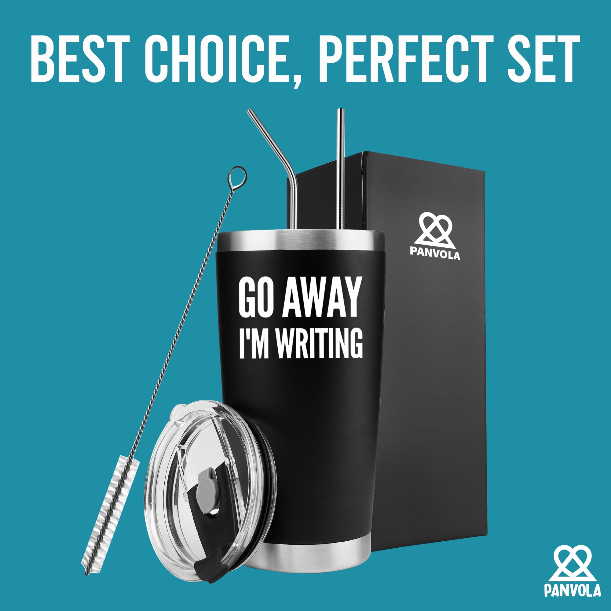 Panvola Go Away, I'M Writing Vacuum Insulated Tumbler Writer Gifts Sarcastic Funny Author Novelist Poet Scriptwriter Journalist