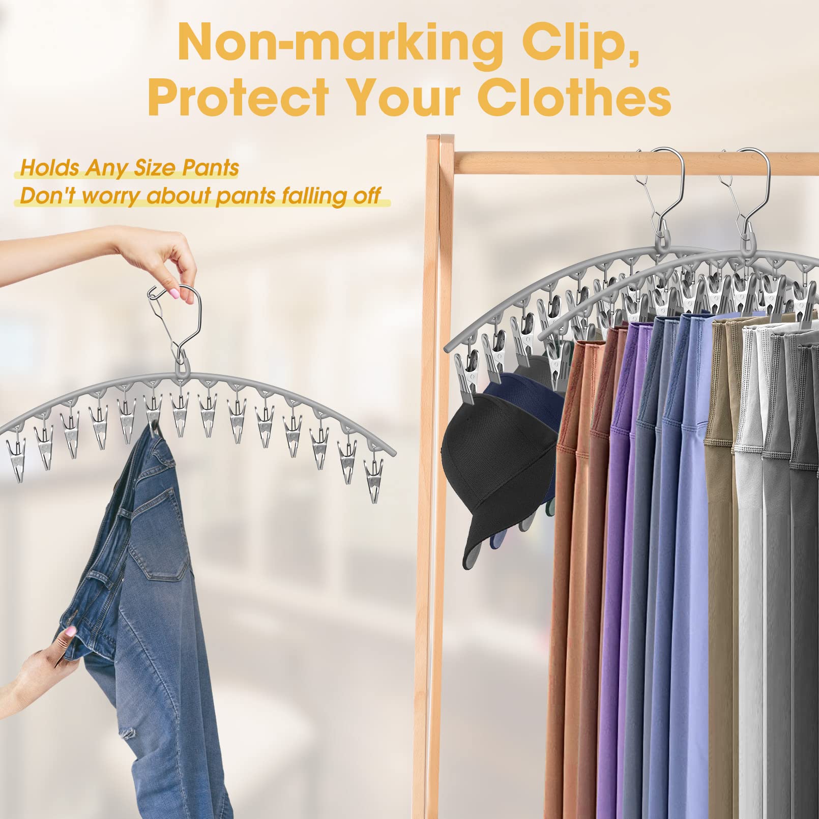 Upgrade Skirt Pants Hangers With Clips, Metal Pants Legging Organizer For Closet Holds 30 Leggings/Shorts/Jeans/Skirts Pants Han