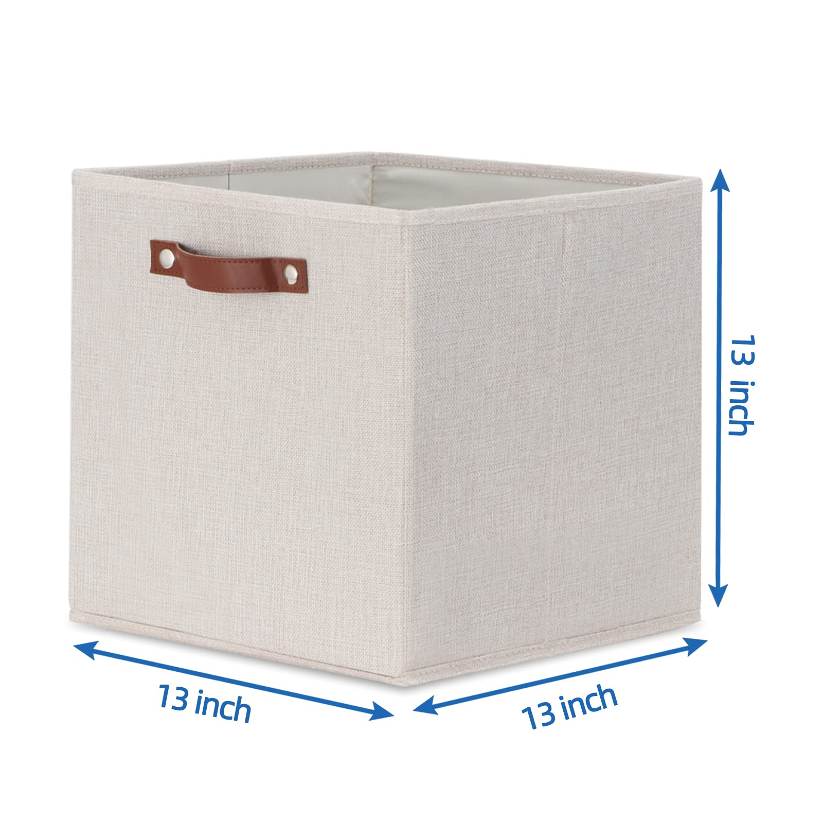 Temary Fabric Storage Cubes Storage Bins with Dual Leather Handles  4 Pack Cube Baskets 13x13 Foldable Cube Organizers for Shelves  Home  Office  Nursery