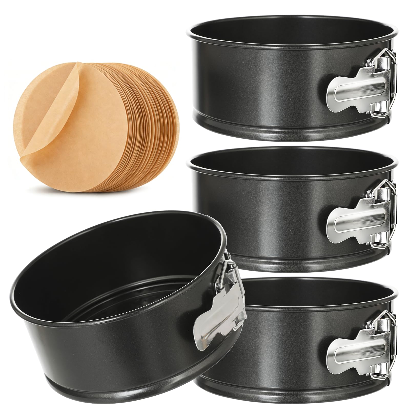 TINSKY 4 Pcs 6 Inch Springform Pan, NonStick Round Cheesecake Cake Pans