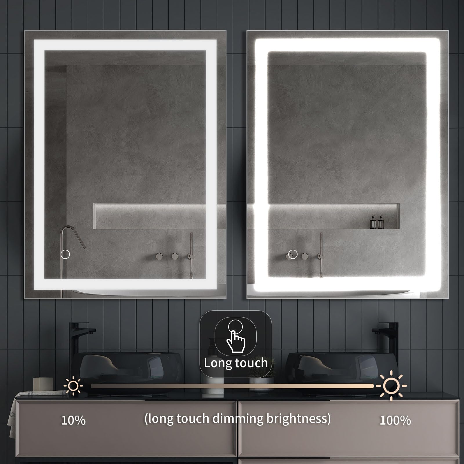 Speculux Led Bathroom Mirror With Lights 24'' X 32'', Bathroom Vanity Mirrors Wall Mounted, 3 Color Modes Dimmable Smart Touch F