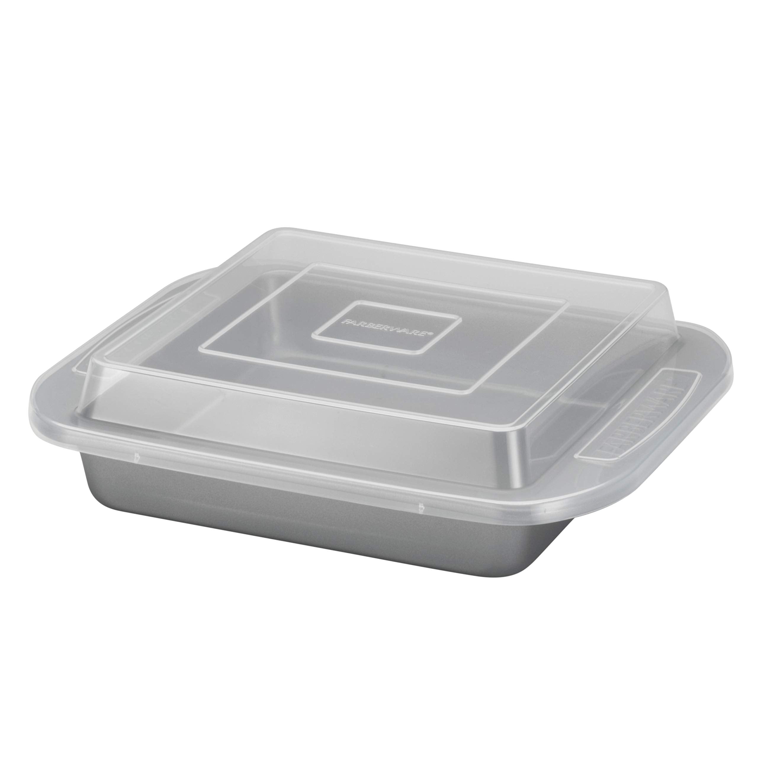 Farberware Nonstick Bakeware Baking Pan With Lid / Nonstick Cake Pan With Lid, Square  9 Inch, Gray