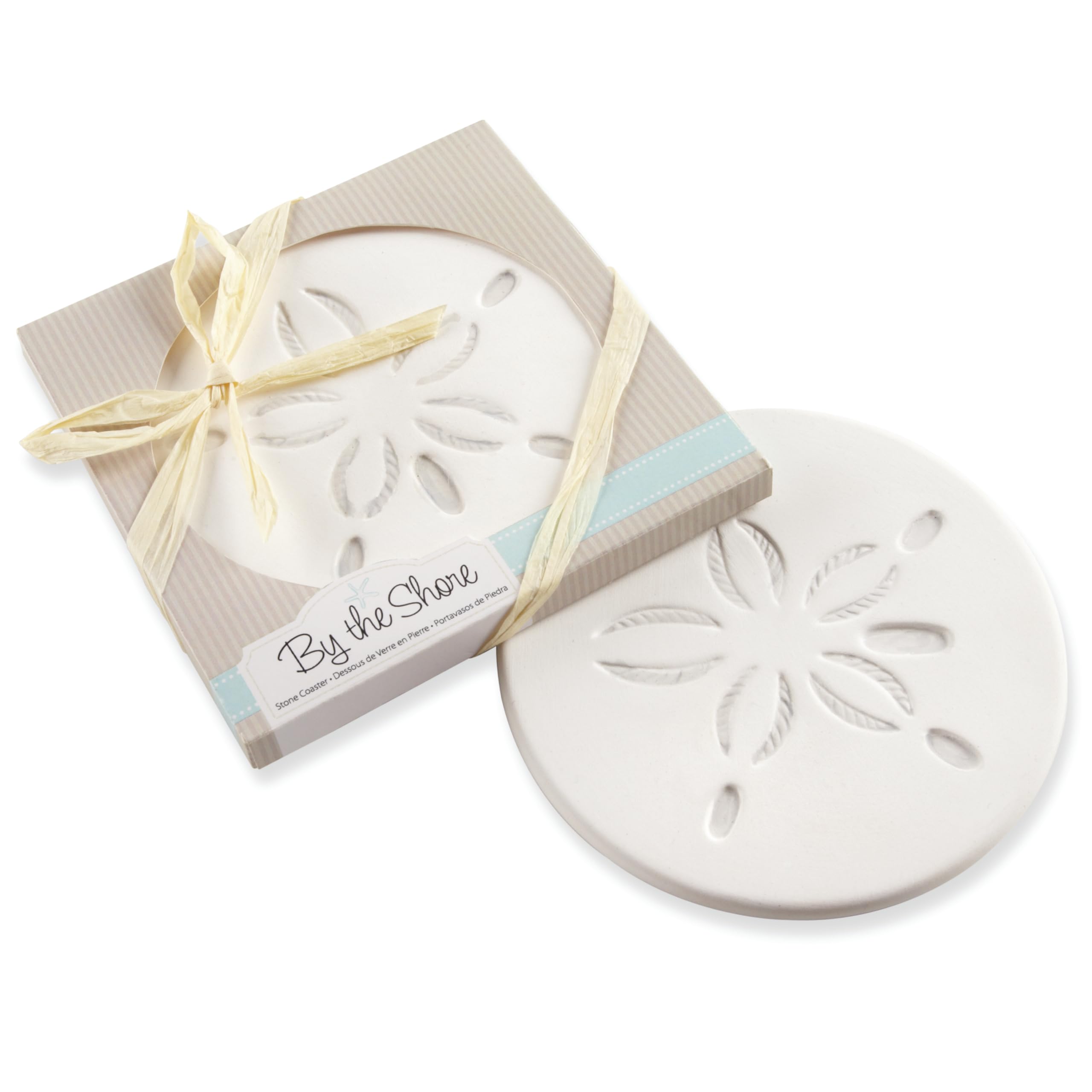 Kate Aspen Sea Shore Sand Dollar Drink Nautical Wedding Favor  Single Coaster  White