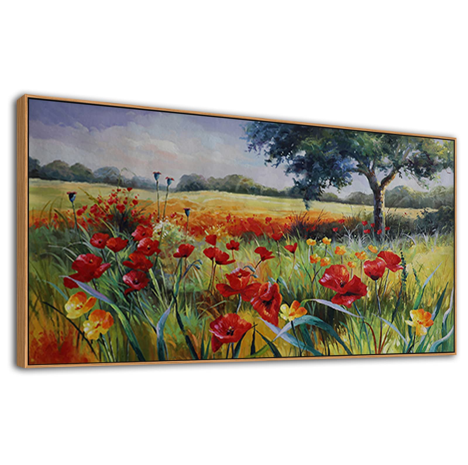 Wall Art For Living Room Wall Decor Large Wall Art Green Tree Red And Yellow Canvas Wall Art Bedroom Canvas Wall Art Framed Wall