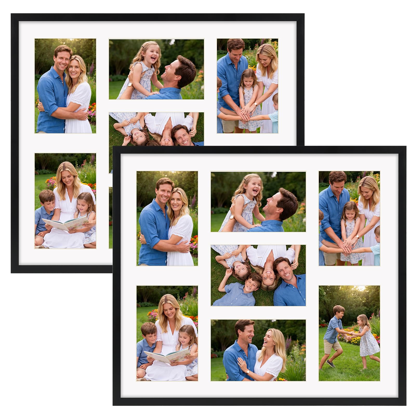 SPEPLA 4x6 Collage Picture Frame 7 Openings, 2 Pack Black Wall Frame with Mat for 4x6 Photos or without Mat for 14x16 Poster