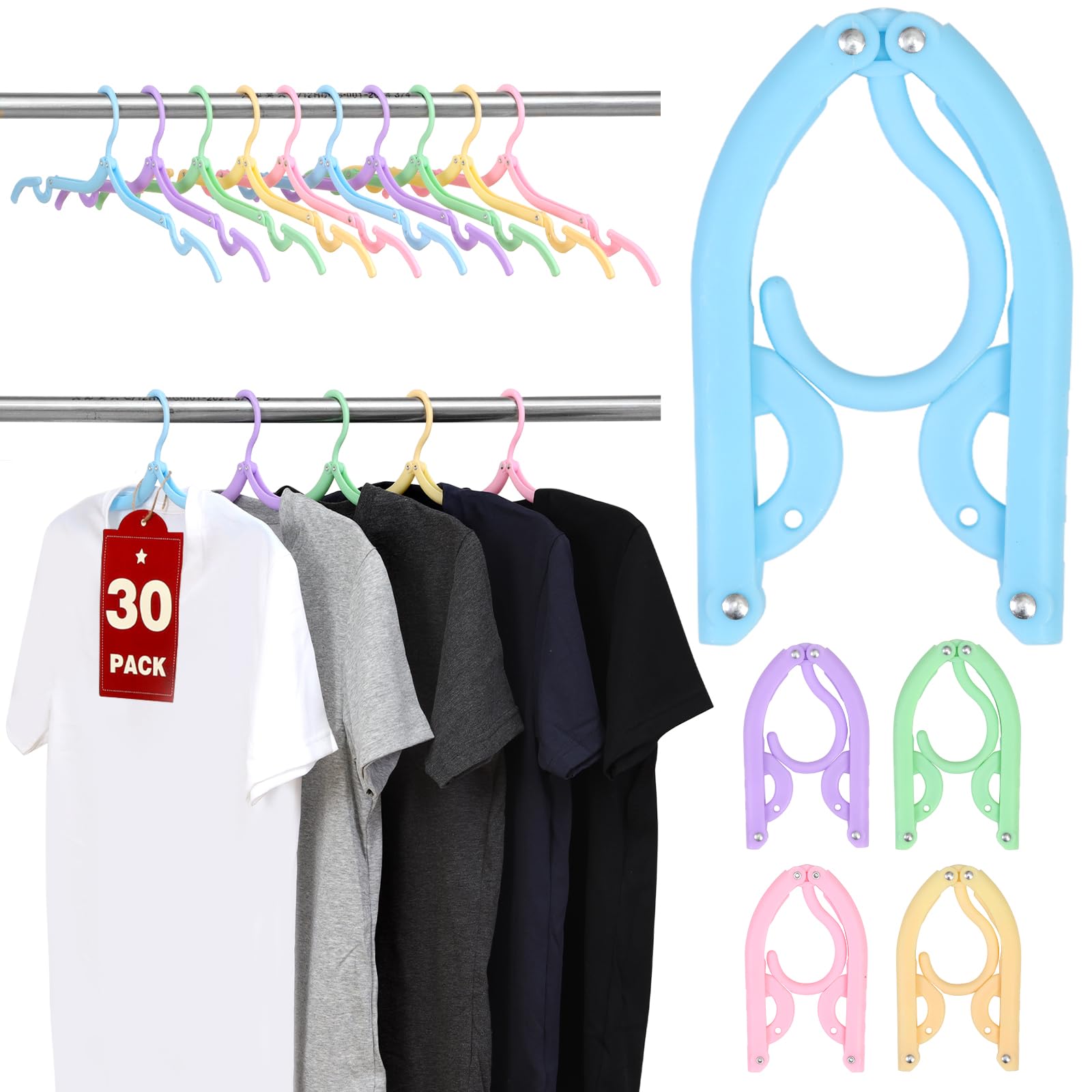 30 Pcs Travel Hangers, Cruise Ship Essentials Foldable Plastic Hangers Travel Essentials, Portable Cruises Must Haves 2025, for 