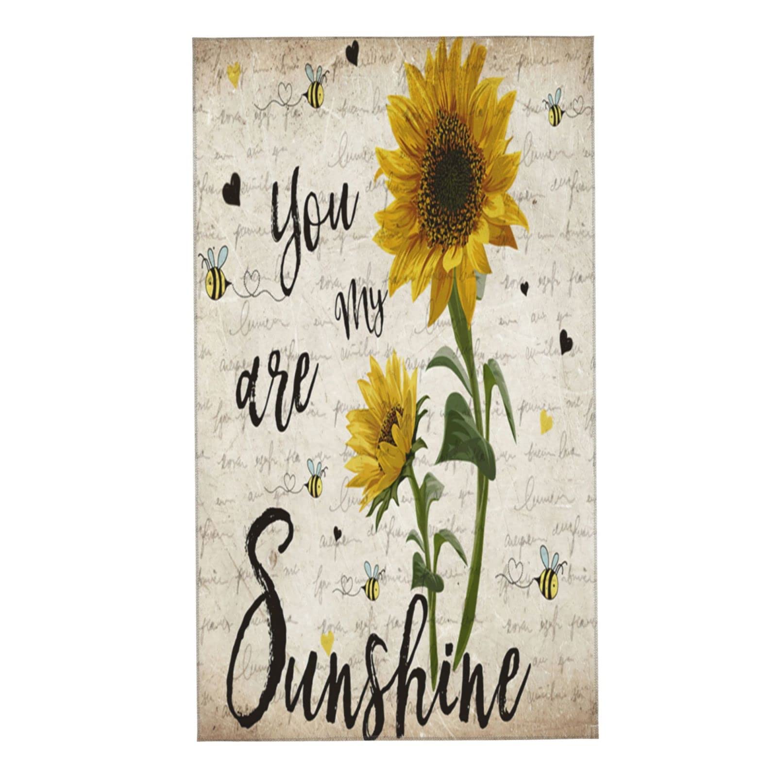 Covasa Sunflower Hand Towels For Bathroom Set Of 2 You Are My Sunshine Yellow Flower Bees Microfiber Soft Small Bath Towel Highl