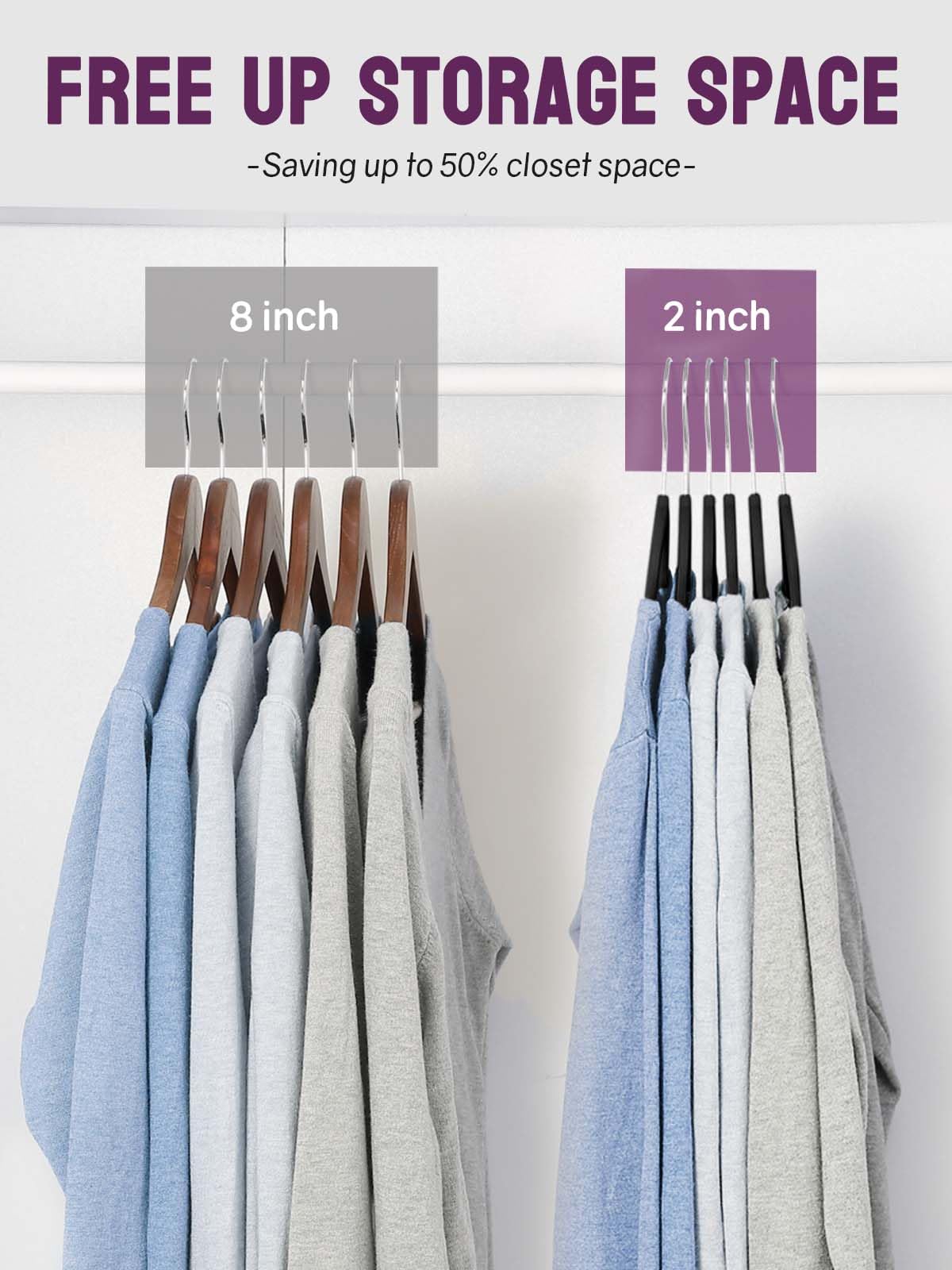 Pretigo Premium Velvet Hangers 50 Pack, Non-Slip Clothes Hangers Black, Space-Saving Velvet Clothes Hangers For Coats, Pants & D