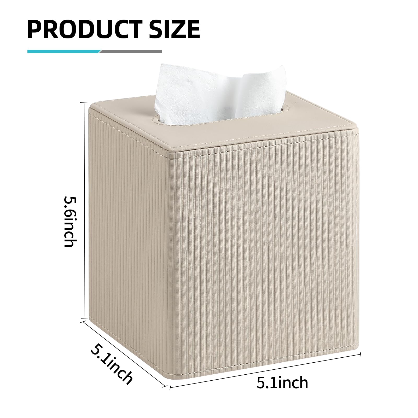 Cretkhp Pu Leather Tissue Box Cover With Magnetic Closure, Modern Square Tissue Box Holder Decorative Organizer For Bathroom Van