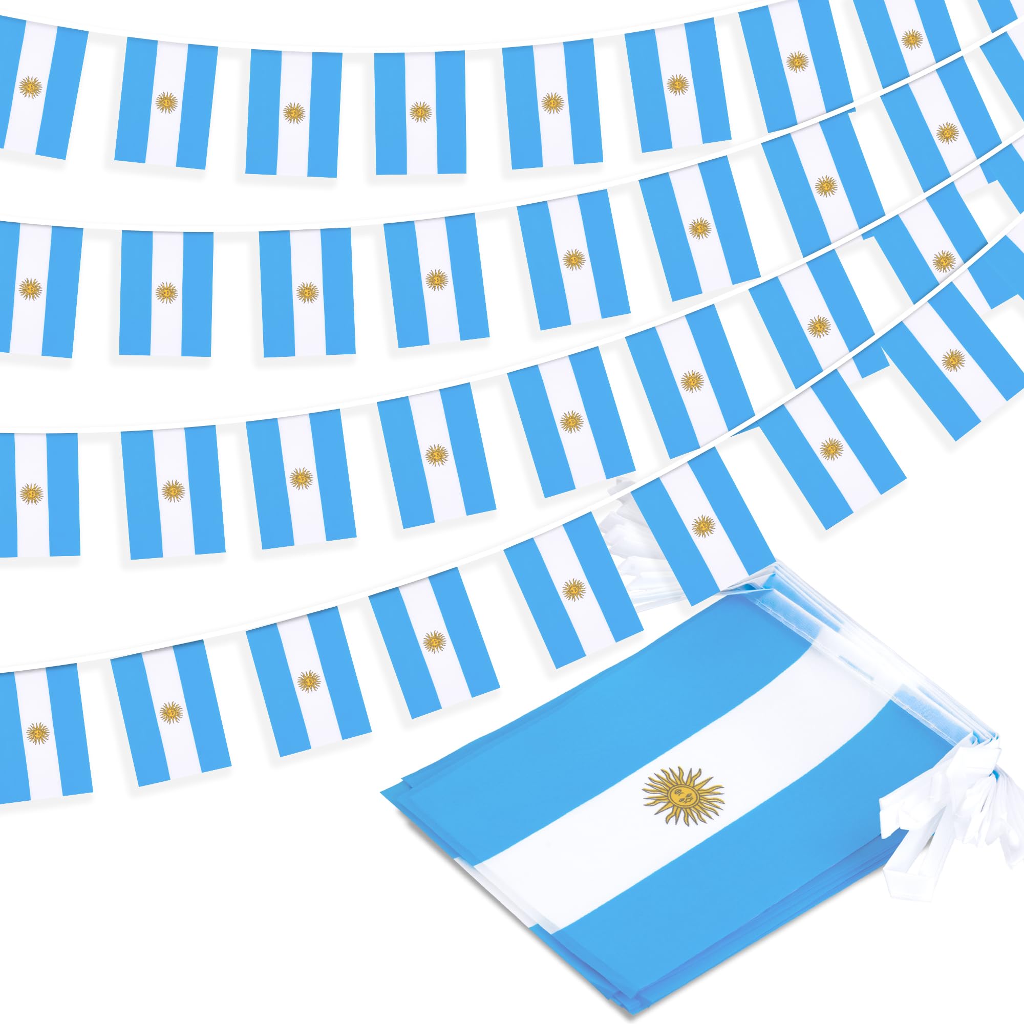 Argentina String Flag Pennant Banner, Small Mini Argentinian Flags Bunting Banner, National Country Decoration for School, Party, Sports Events, Patriotic Festival, 33 Feet 30 Flags-Like New Condition