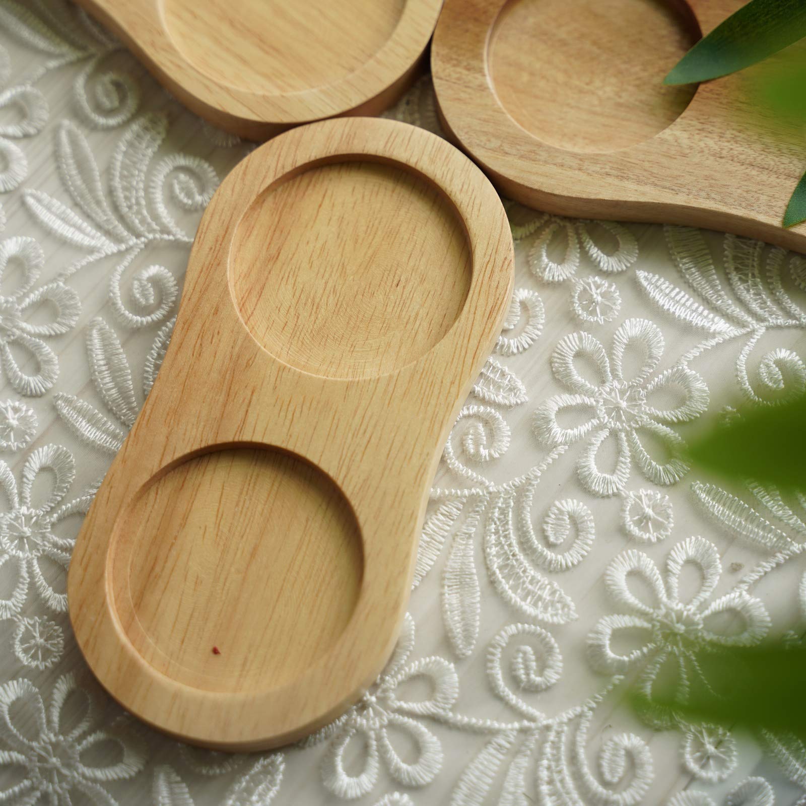 Deroteno Salt And Pepper Mill Tray, Inner Dia 5.5 Cm /2.17 Inch, Rubber Wood, Pepper Grinder Rest, Dining Table Protector (Peppe