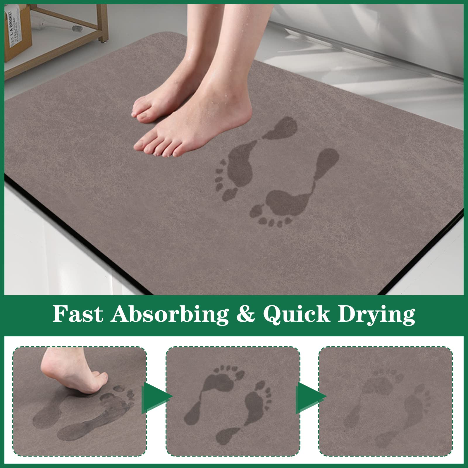 Zoryllic Bathroom Rug Mat Thin Super Absorbent Bath Rug Non Slip Mat Bathroom Floor Mat Washable Bathroom Rug Runner fit Under Door for Bathtub Kitchen Shower and Laundry Room