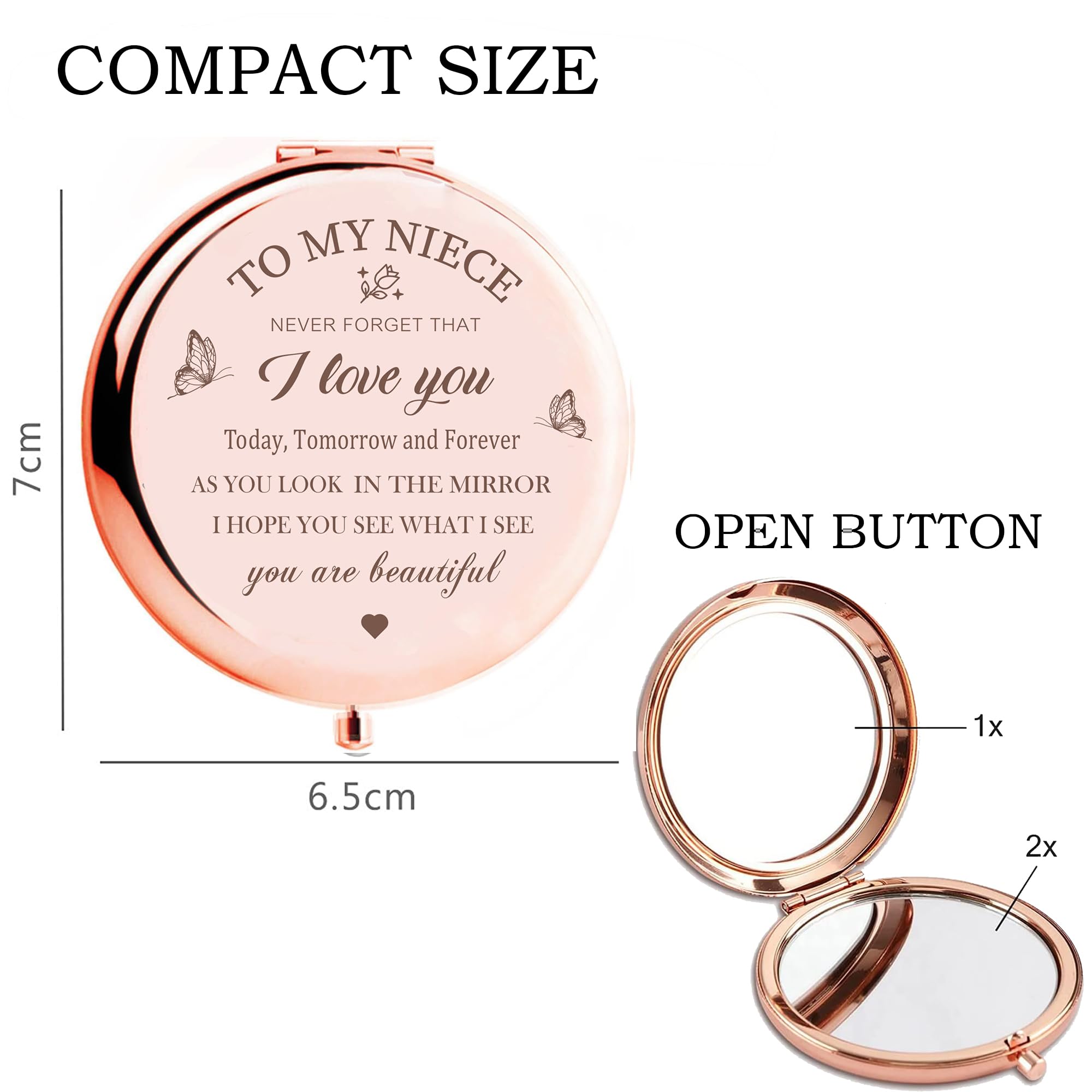Kgkaimizl Niece Gifts Compact Mirror Gifts For Niece From Aunt, Niece Makeup Compact Mirror, Birthday Gifts For Niece From Aunt