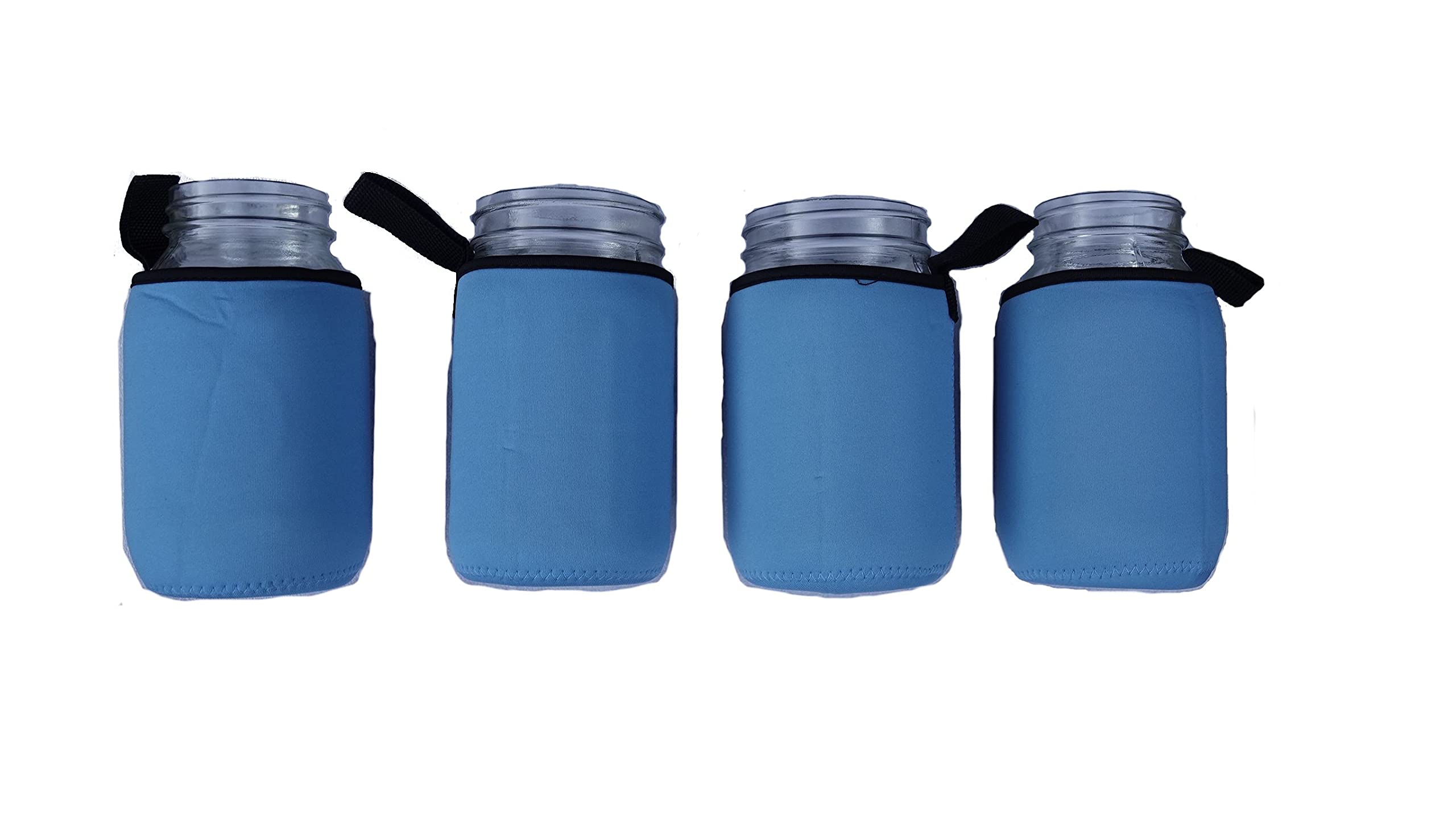 Masun Shine Mason Jar Sleeve Wide, And Regular Mouth Quart Jars (Light Blue 4 Pack)
