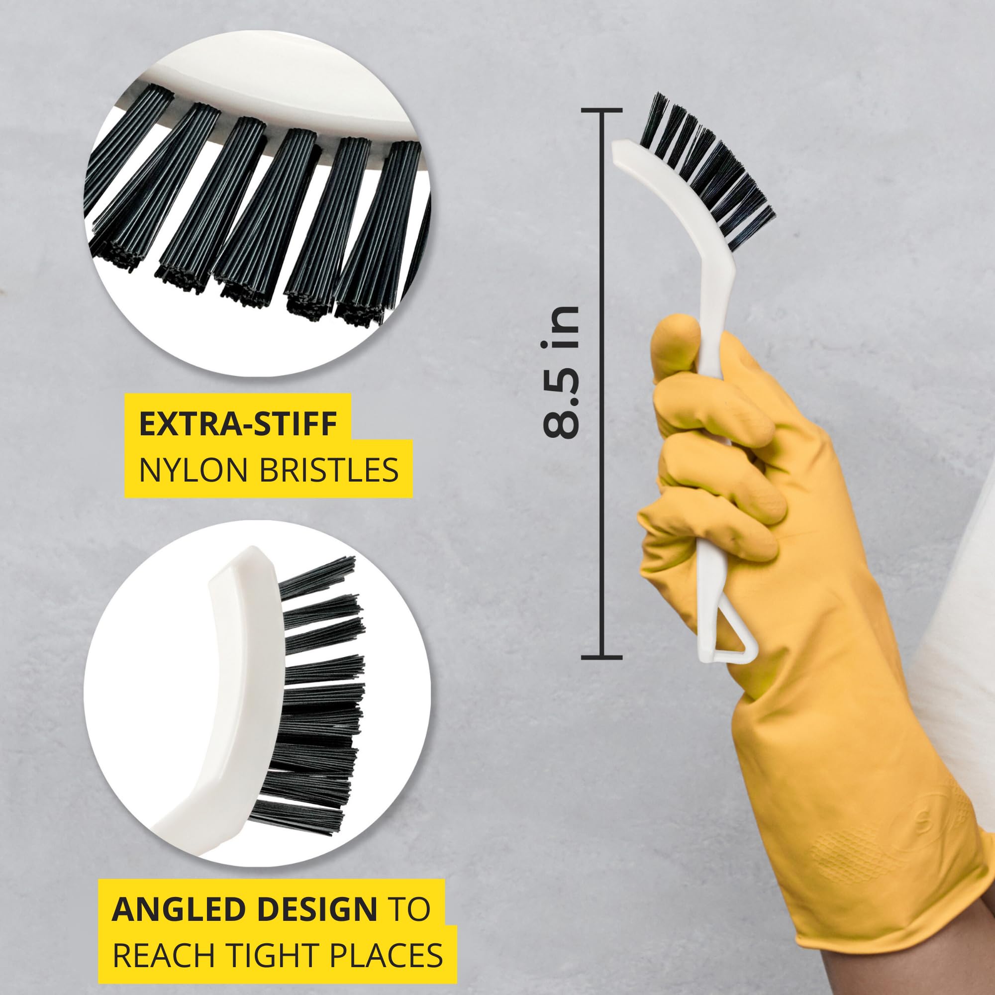 6-Pack Grout Cleaner Brush Scrub Set - Stiff Bristle Scrubbing & Detail Cleaning Brushes for Household Use on Bathtub  Shower  Kitchen  Tile Floors  Sink  Grooves  Window Tracks  Drain Cracks & More