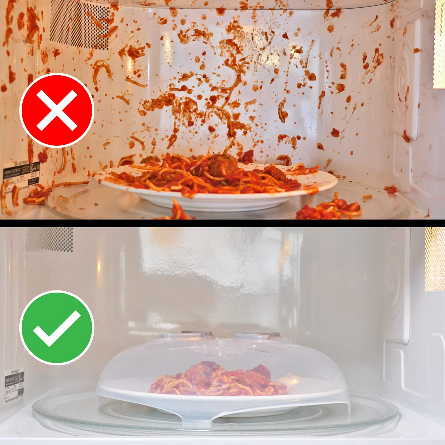 Hover Cover Magnetic Microwave Splatter Cover, Clear Microwave Cover For Food - Vented & Magnetic Microwave Food Cover, 12-Inch,