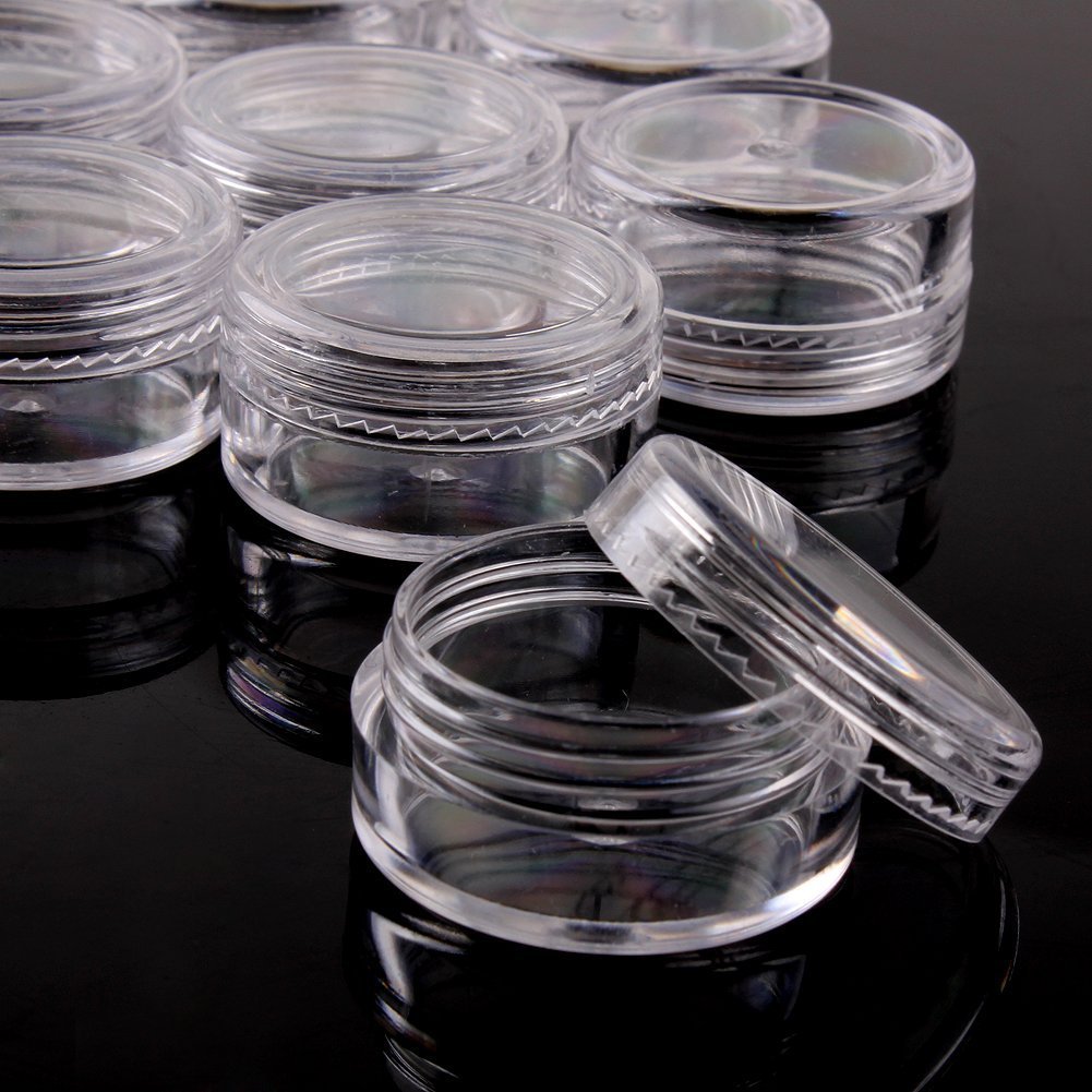 Eforcase 25/50/100 Pcs Clear Empty Plastic Cosmetic Containers 5 Gram Size Pot Jars Eyshadow Container Lot (25 Pcs) by Beauticom