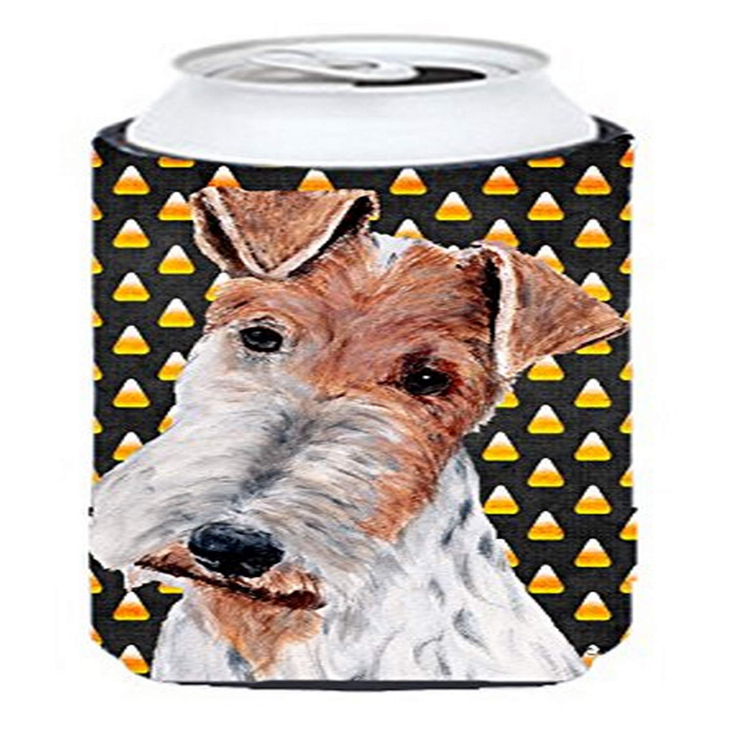 Wire Fox Terrier Candy Corn Halloween Tall Boy Beverage Insulator Hugger SC9652TBC