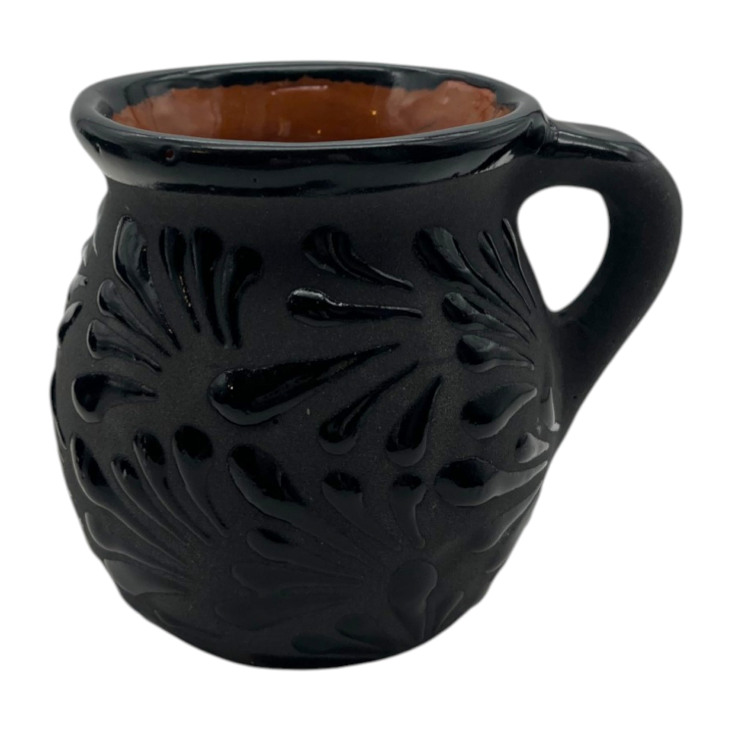 Talavera Market Black Clay Jarrito Mug | Handmade Mexican Coffee Cup (4)