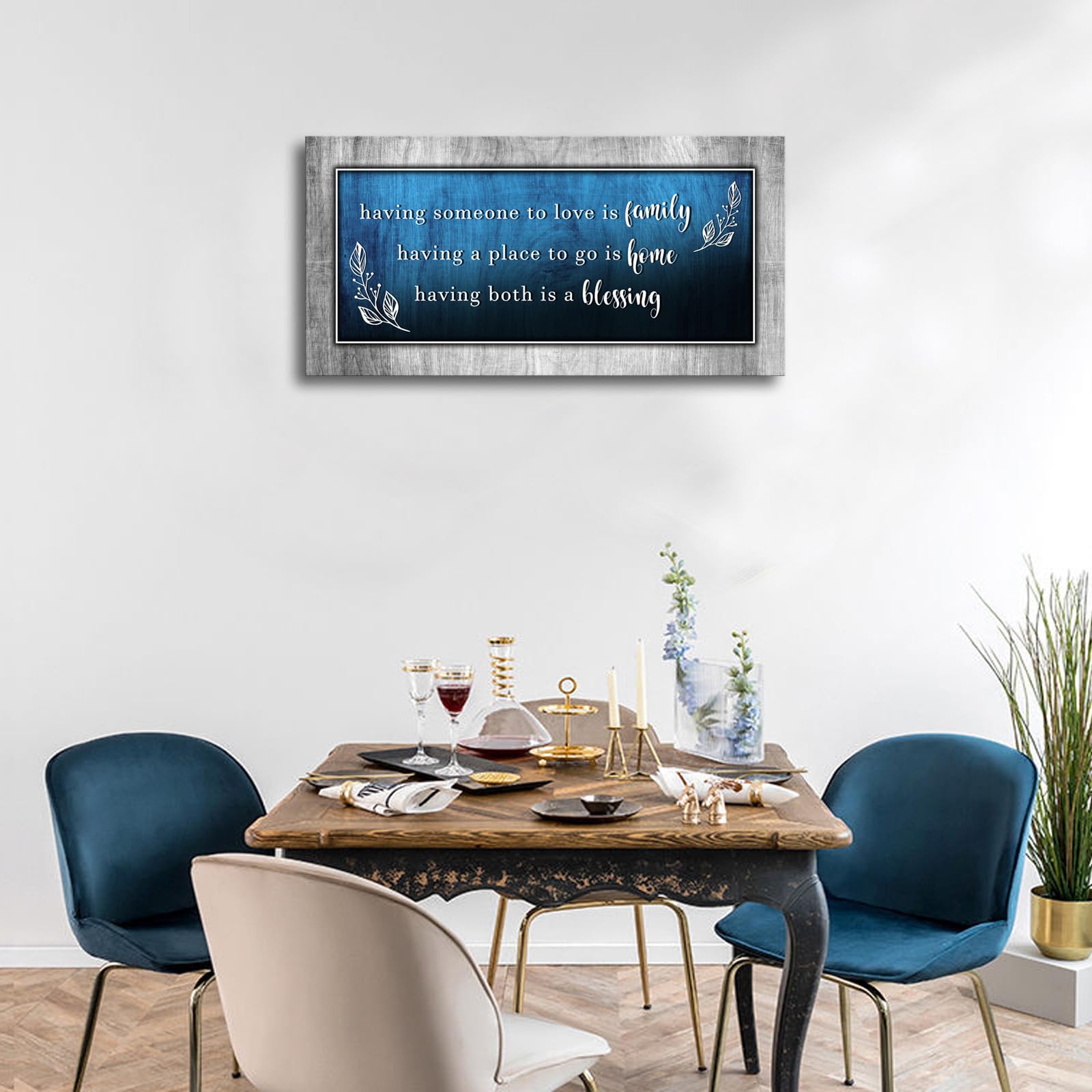 Family Canvas Wall Art-Family Home Blessing Inspirational Quote Wall Pictures-Having Someone To Love Is Family,Positive Sayings