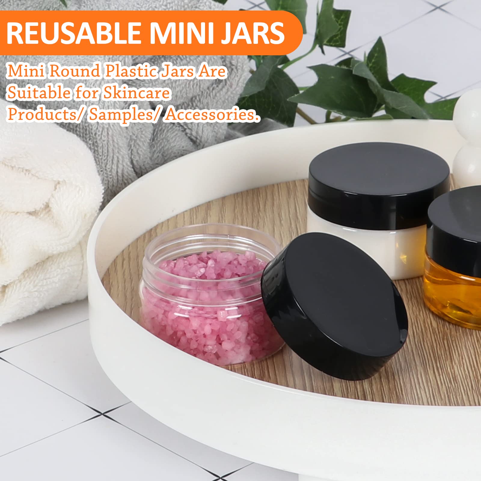 1Oz Containers With Lids 28Pack, Jaisie.W 1 Oz Plastic Containers With Lids- Clear Refillable Cosmetic Small Plastic Containers