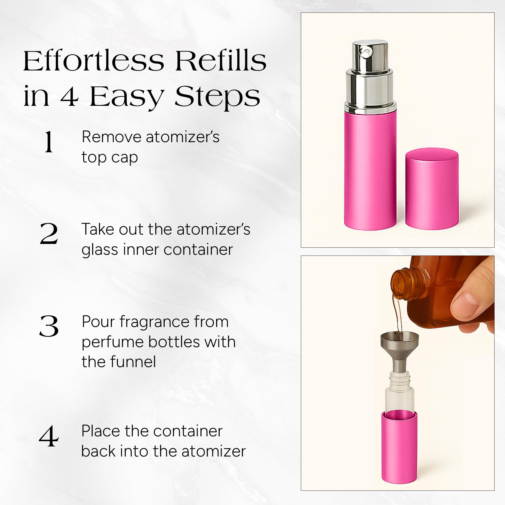Youzey Perfume Atomizers With 6 Funnels - Travel-Size And Leak-Proof Refillable Atomizer Sprayer For Perfume And Cologne - Safe