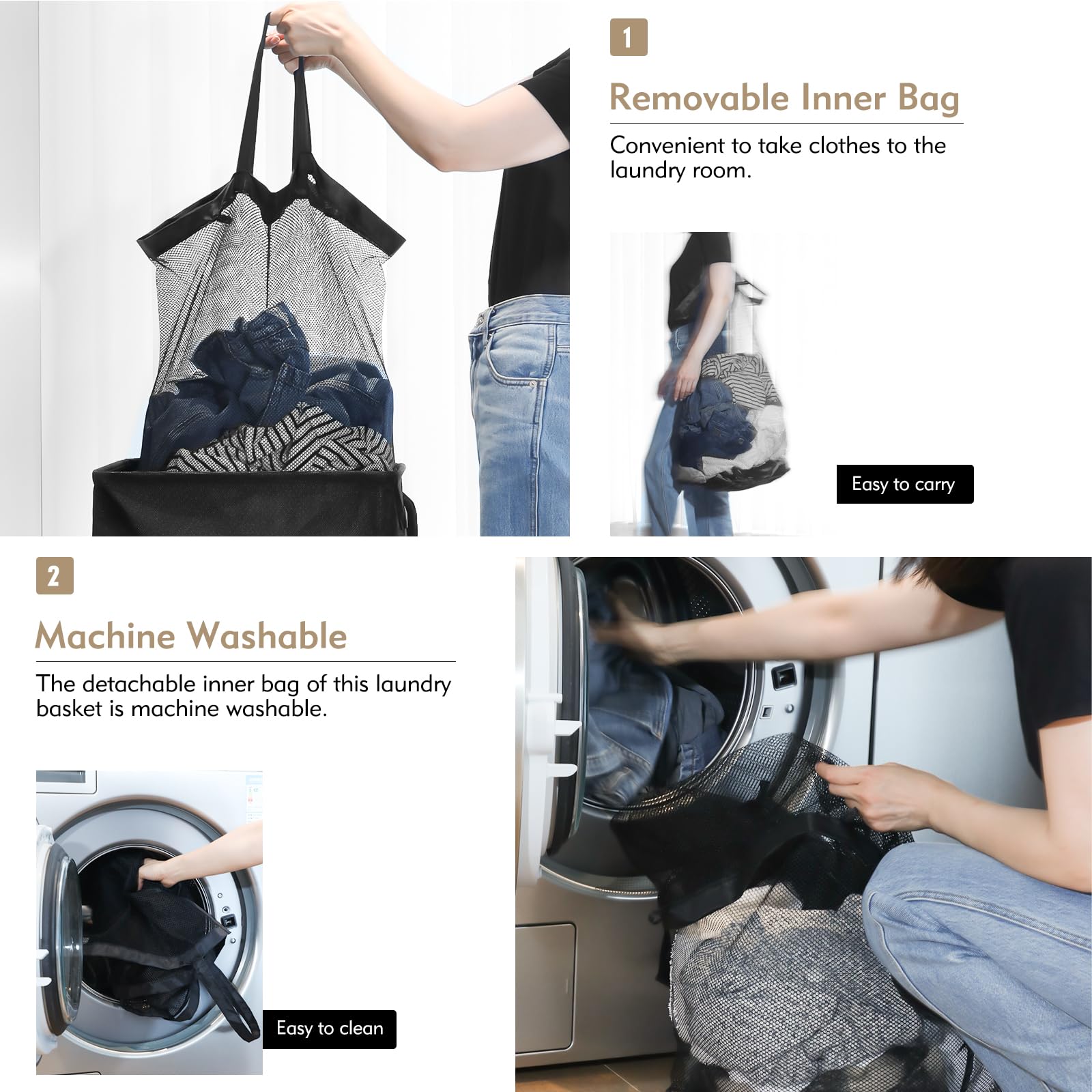 Dokehom 100L Laundry Basket With Lid And Removable Laundry Bags, Large Collapsible Laundry Hamper For Bedroom, Bathroom, Laundry