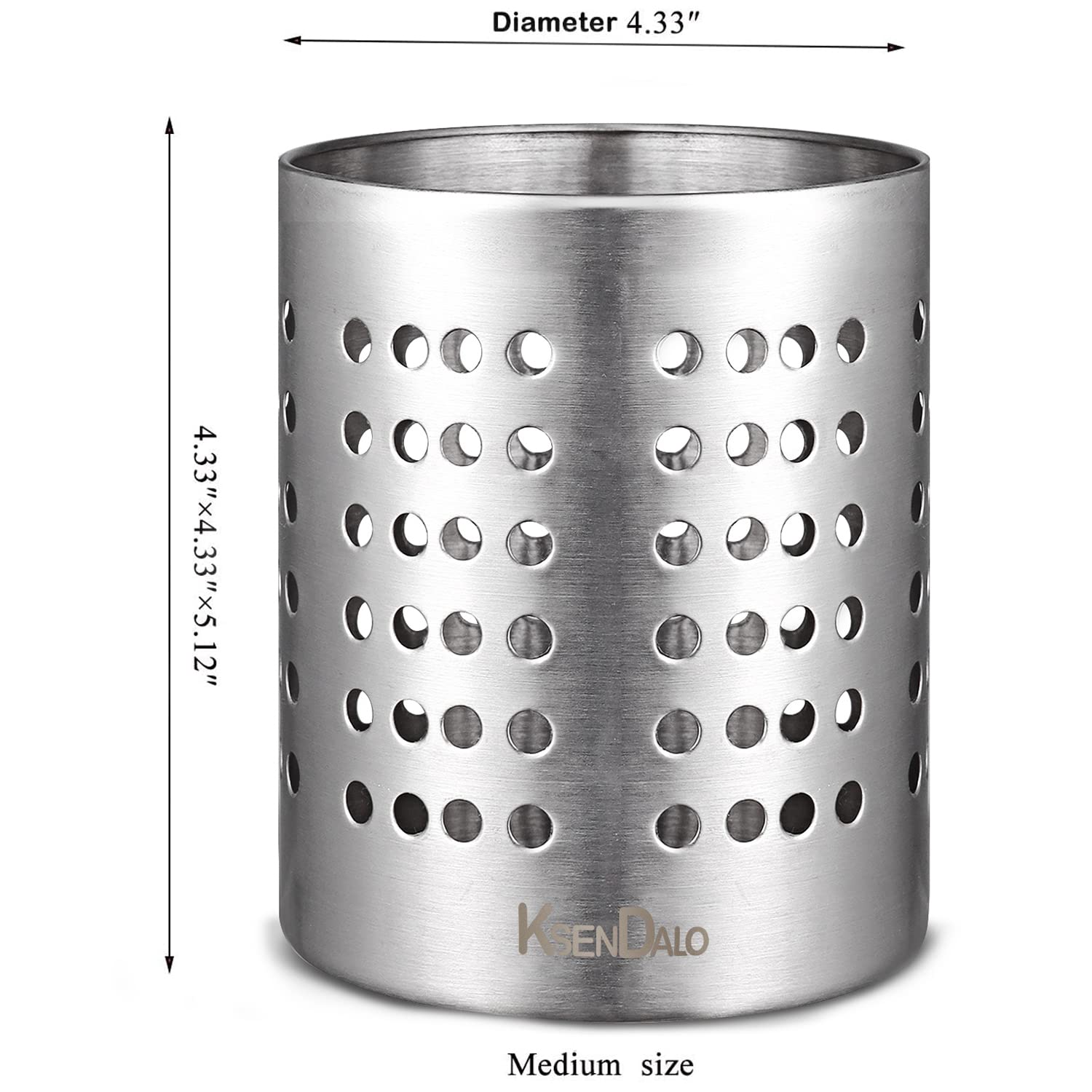 Ksendalo Kitchen Stainless Steel Utensil Holder, 18/10(304) Heavy Thick Utility Sturdy Silverware Drying Holder For Kitchen Home